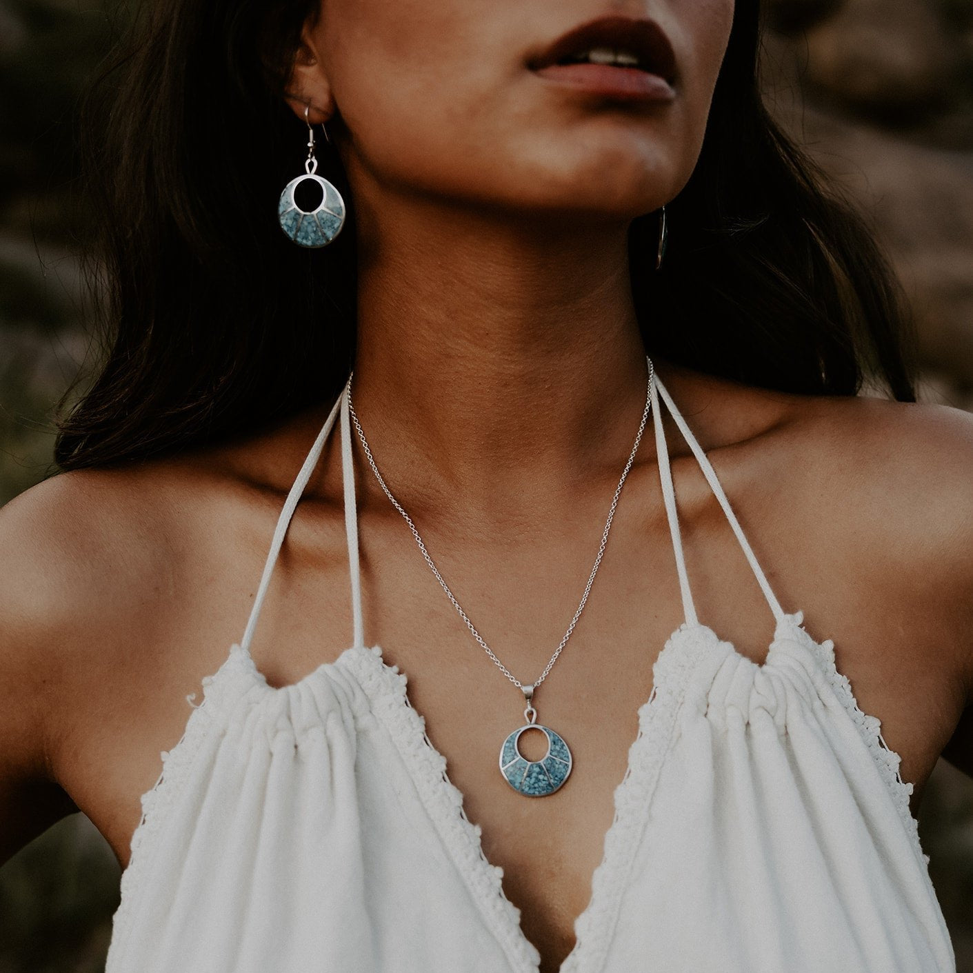 Radiante: Lunar Eclipse Turquoise Pendant Necklace - Elegant Handmade Jewelry for Women, Perfect Gift for Birthday, Anniversary & Special Occasions
