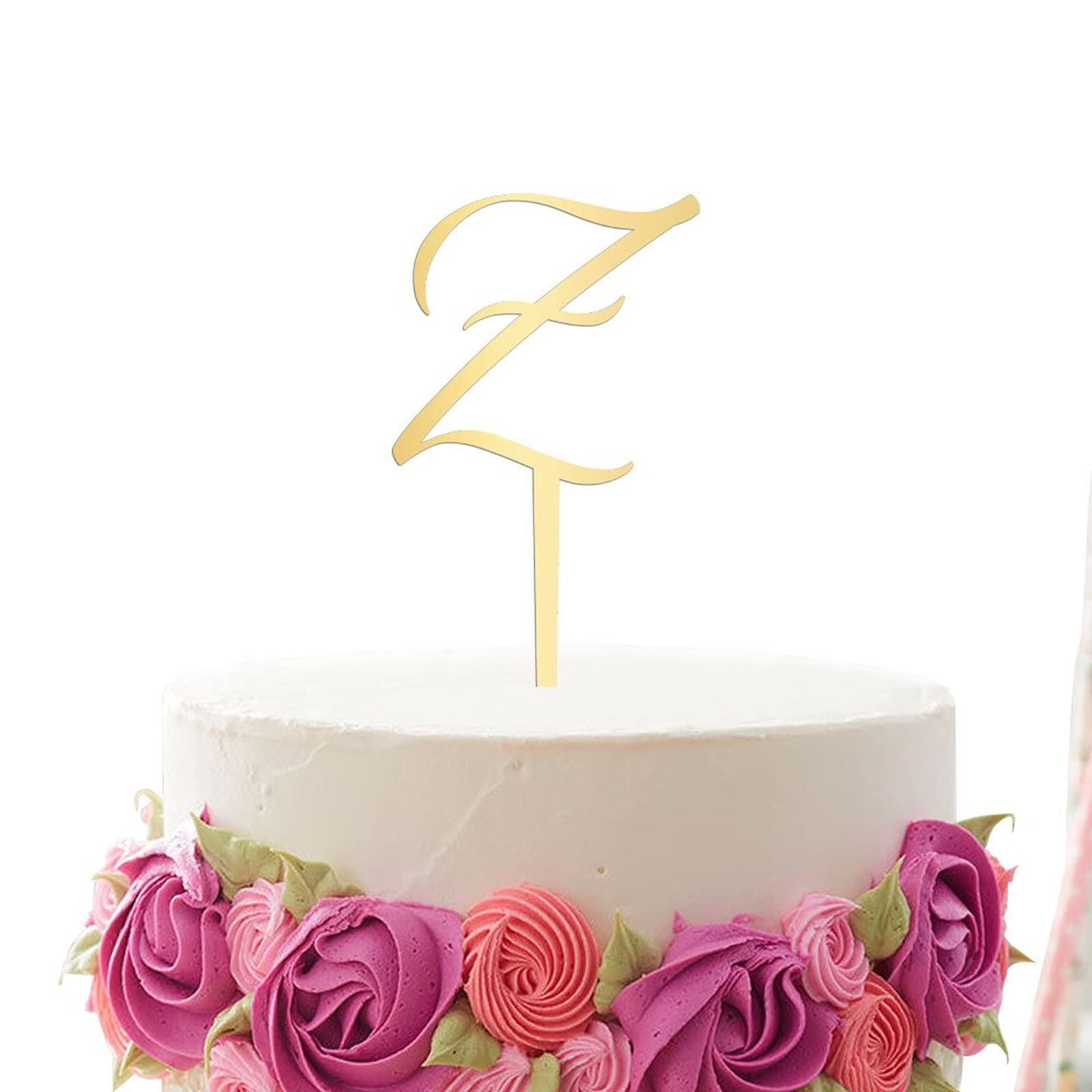 Personalized Acrylic Glitter Gold Letter Z Cake Topper - Rustic Wedding, Anniversary, Engagement Party Decor - Custom Initials for Cakes, Cupcakes & Desserts | Perfect for DIY Baking & Special Celebrations