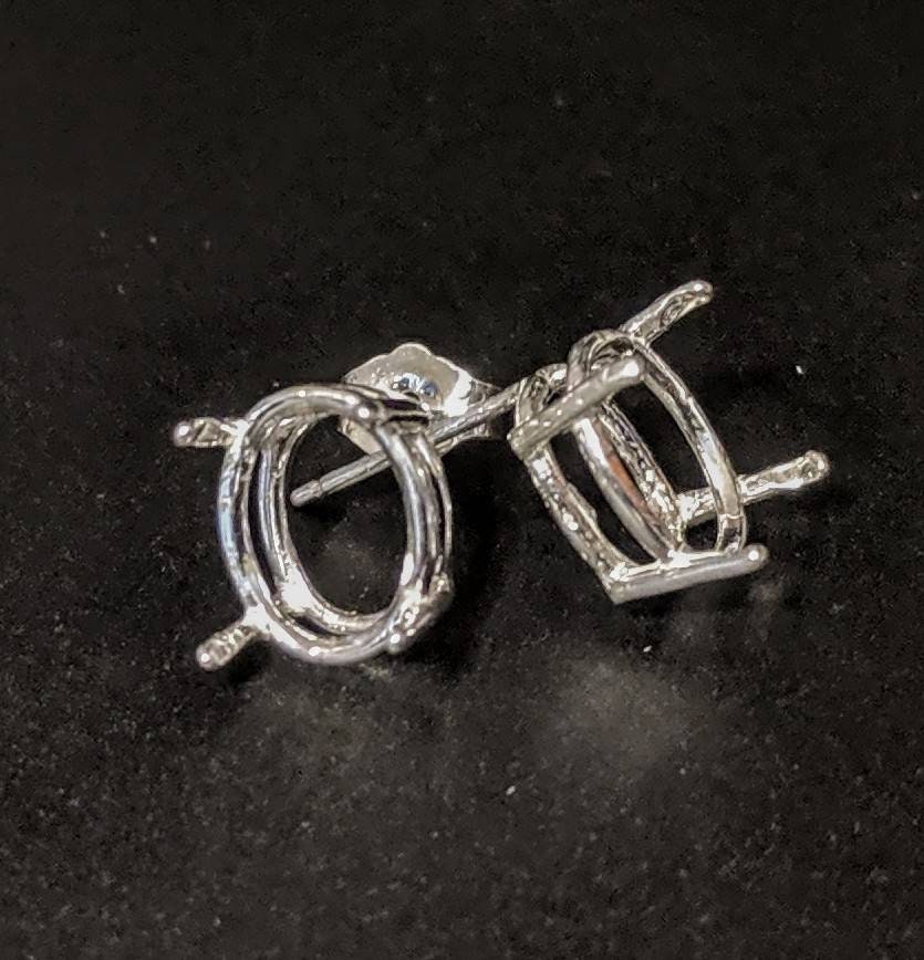 925 Sterling Silver 1 Set (2 Pieces) 5x3mm 12x10mm Oval Earring Settings - Handmade in USA | Perfect for DIY Jewelry Making, Gift Giving & Special Occasions