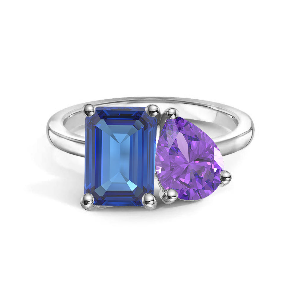 Toi et Moi Personalized Sapphire Birthstone Ring | Custom Anniversary Jewelry Gift for Her | Perfect for Weddings, Engagements & Romantic Occasions