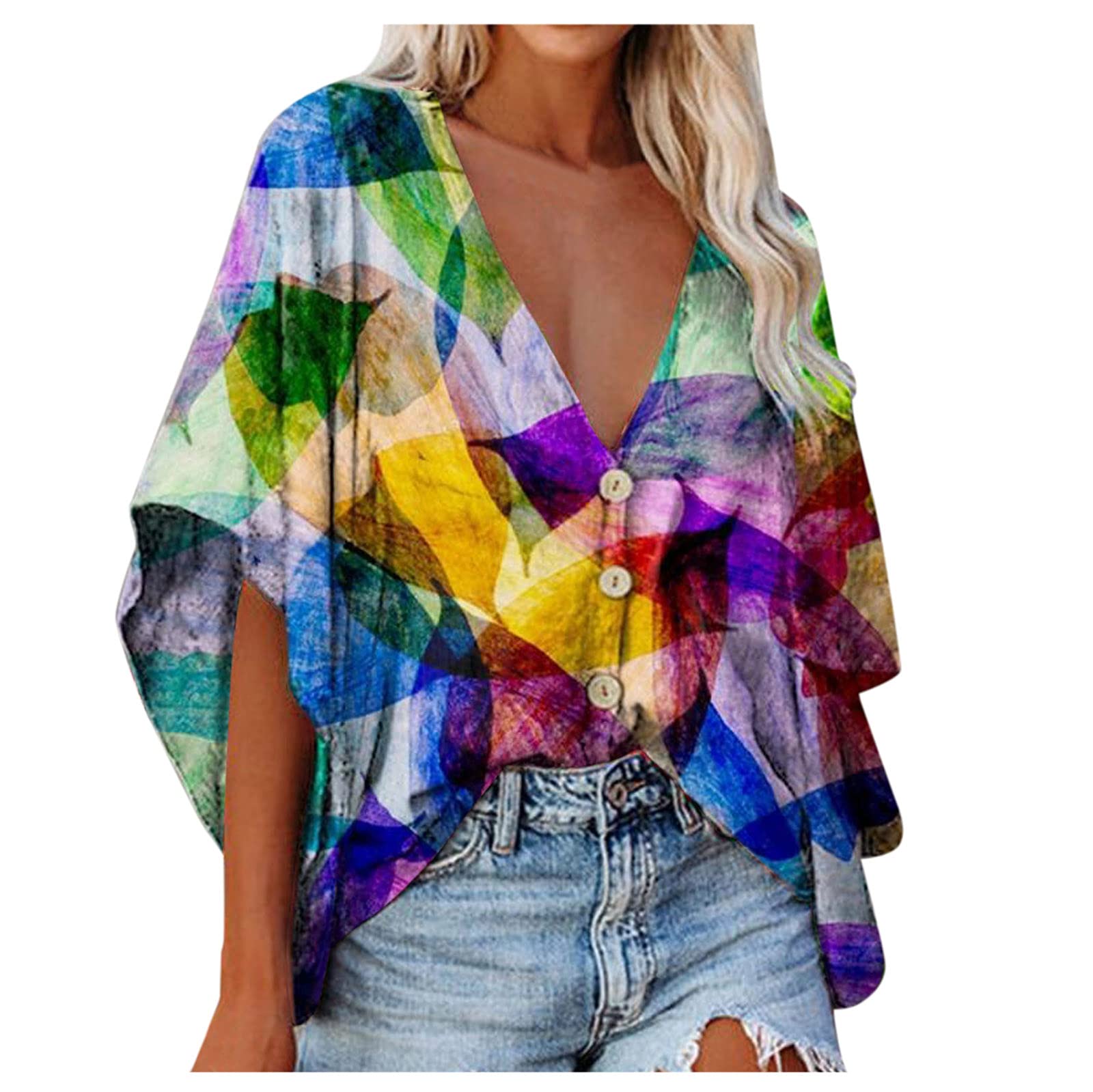Women's Short Sleeve T-Shirts & Long Sleeve Henley Shirts - V Neck Ribbed Button Down Knit Sweater Fitted Tops for Casual Wear, Layering and Everyday Outfits