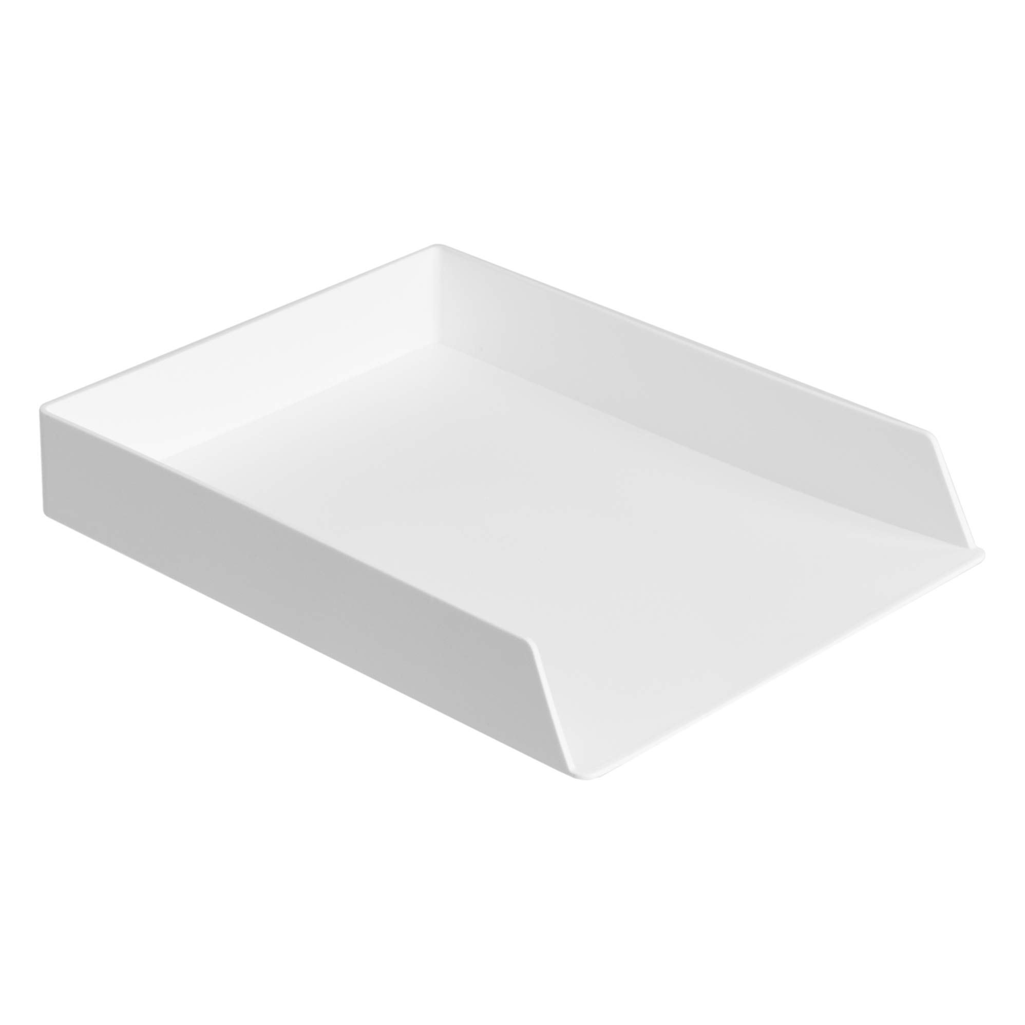 Amazon Basics 2-Pack White Plastic Desk Organizer & Letter Tray - Perfect for Office, Home, or School Organization - Stackable File Holders for Papers, Documents, and Supplies