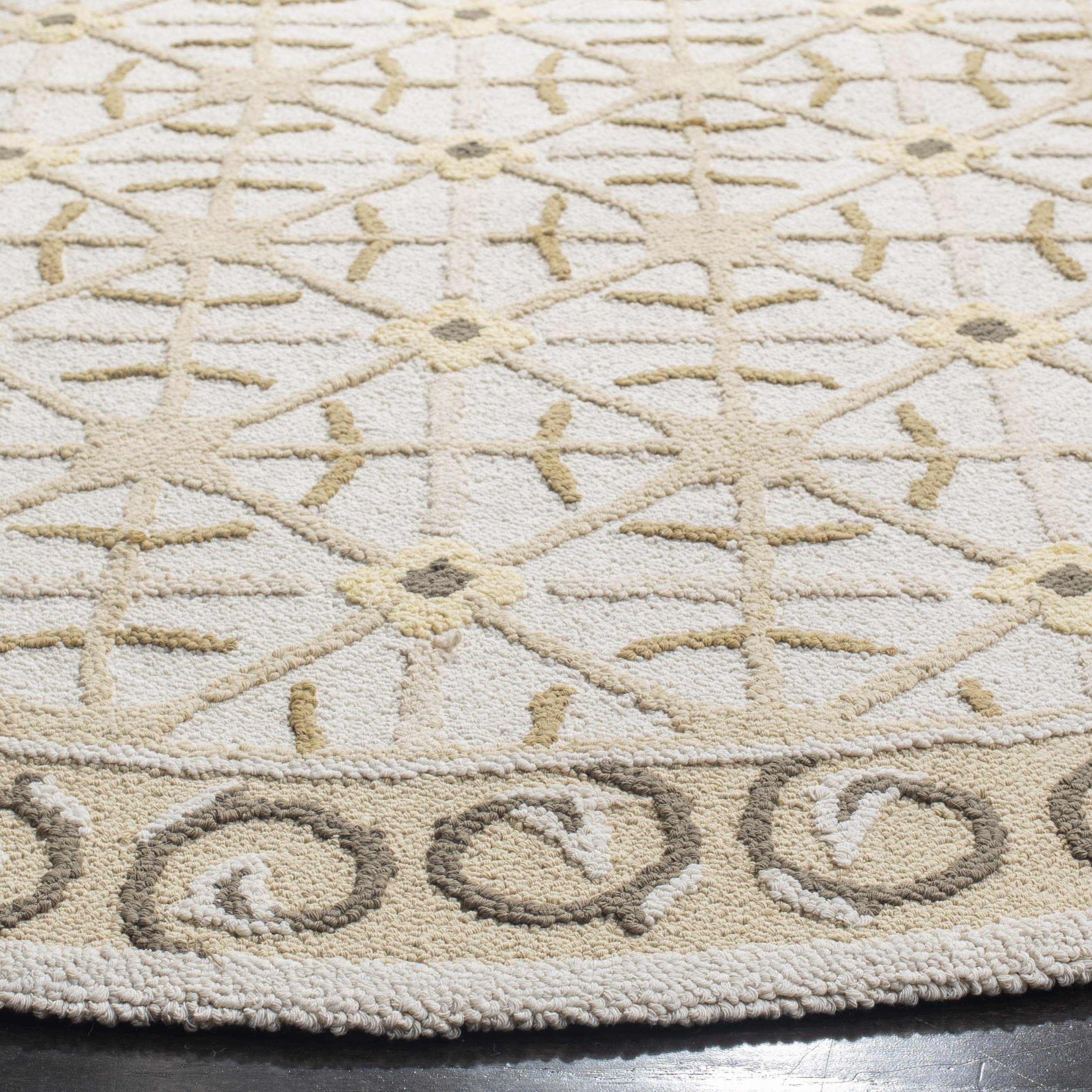 SAFAVIEH Newport Collection 6' Round Taupe/Beige NPT443C Handmade Cotton Area Rug - Perfect for Living Room, Bedroom & Home Decor