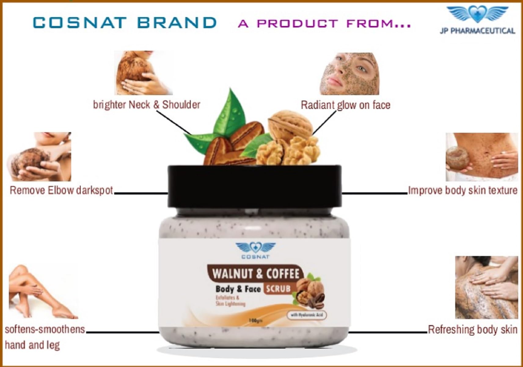 Natural Walnut & Coffee Body and Face Scrub - Exfoliating Scrub for Blackhead Removal, Oil Control & Deep Cleansing - 100g for Men & Women - Perfect for Spa Day & At-Home Skincare Routine