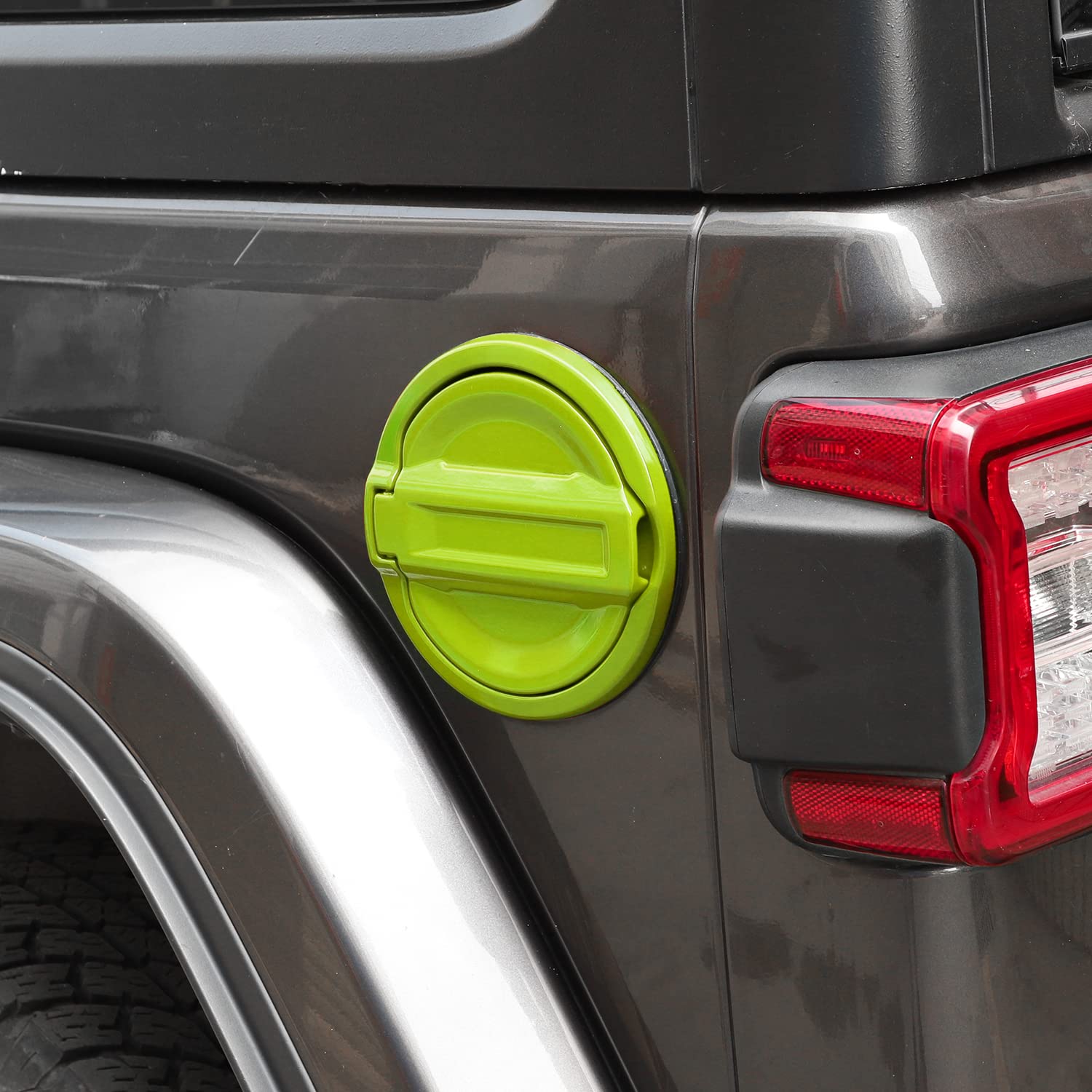 JWWY Aluminum Alloy Fuel Tank Cover for 2018-2024 Jeep Wrangler JL - Gas Cap & Petrol Filler Trim Accessory (Green) - Durable Exterior Upgrade for Off-Road Adventures & Daily Driving