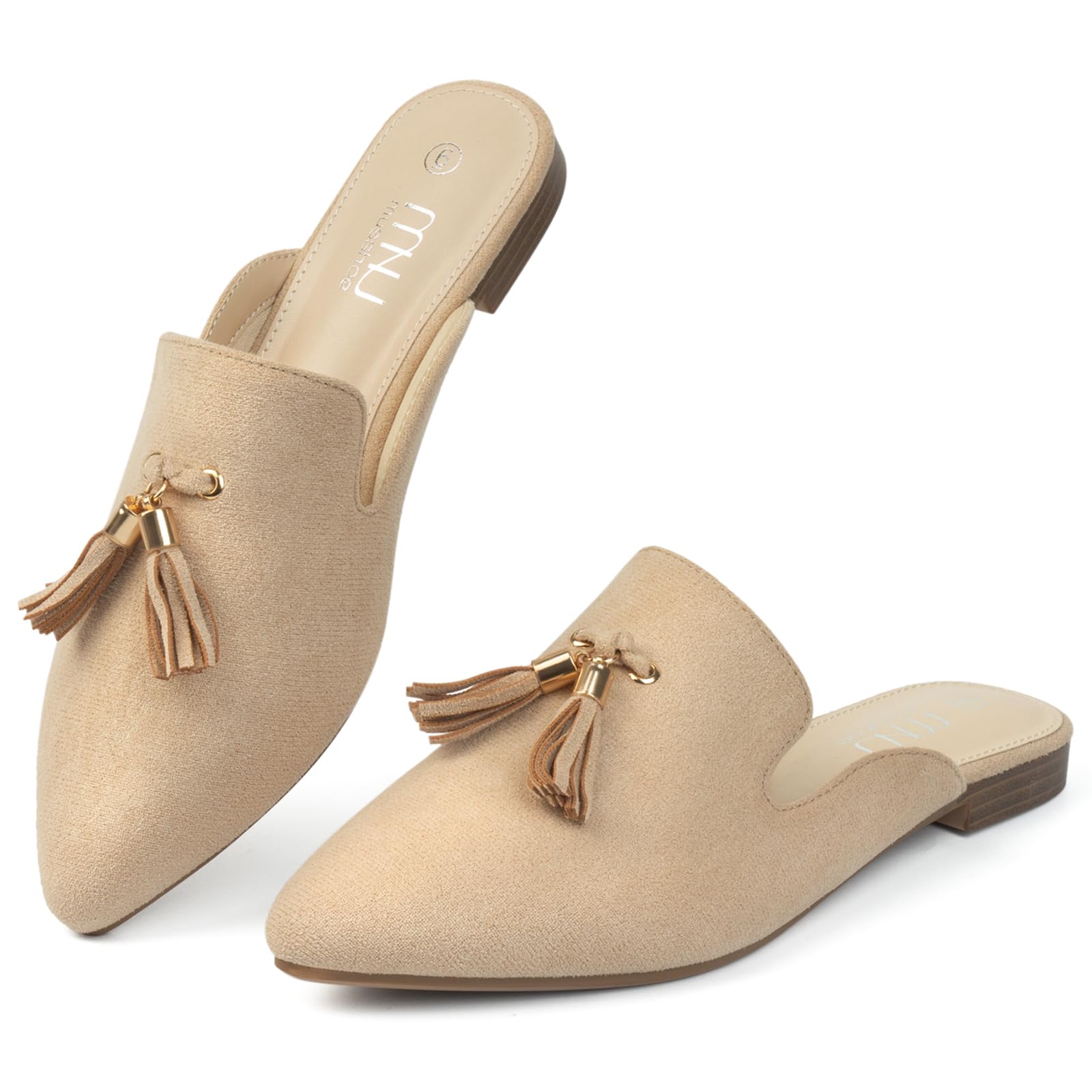 Women's Comfortable Pointed Toe Mules - Backless Slip-On Loafers with Tassels | Casual & Office Wear Slides for Everyday Comfort