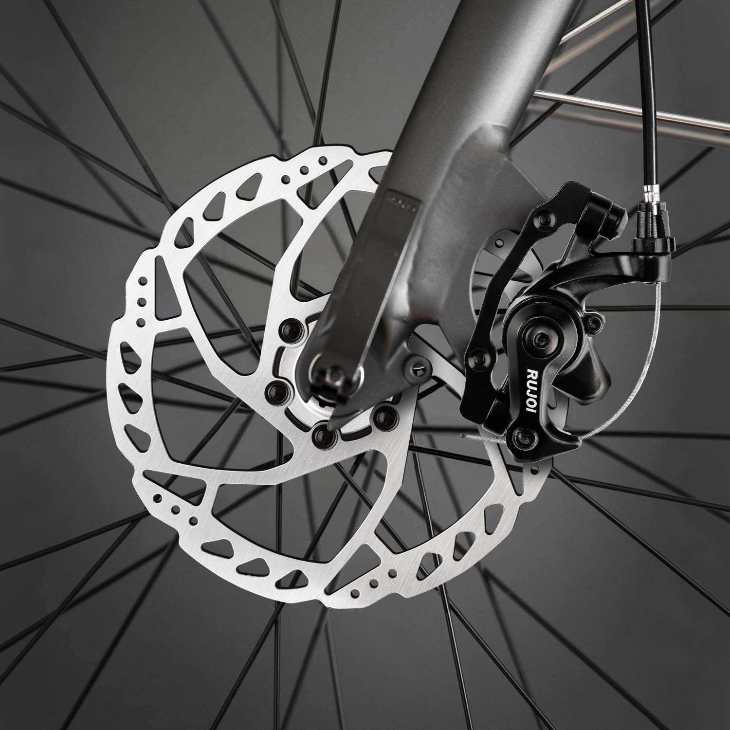 RUJOI Bike Disc Brake Caliper - Aluminum Mechanical Front & Rear Brakes for Road Bikes & Mountain Bikes | Perfect for Commuting, Trail Riding & Performance Cycling