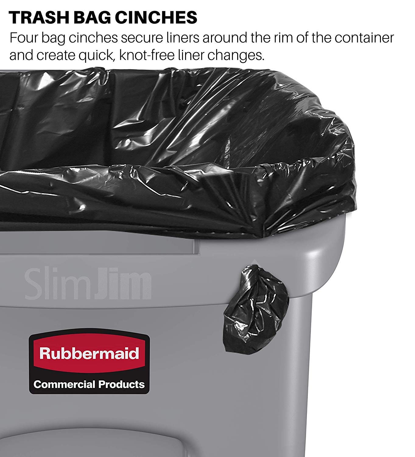 Rubbermaid 23 Gallon Slim Jim Plastic Rectangular Trash Can with Venting Channels - Beige, Pack of 4 - Ideal for Kitchen, Classroom, Office & Back of House Waste Disposal