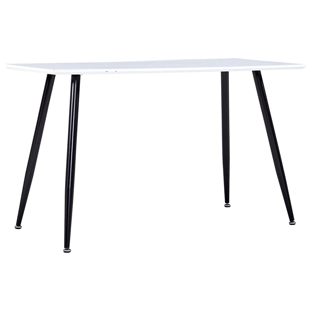 Modern Rectangular Dining Table & Computer Desk with Steel Legs - Easy Assembly & Cleaning - White & Black - Perfect for Home, Living Room, Dining Room & Office Workspace