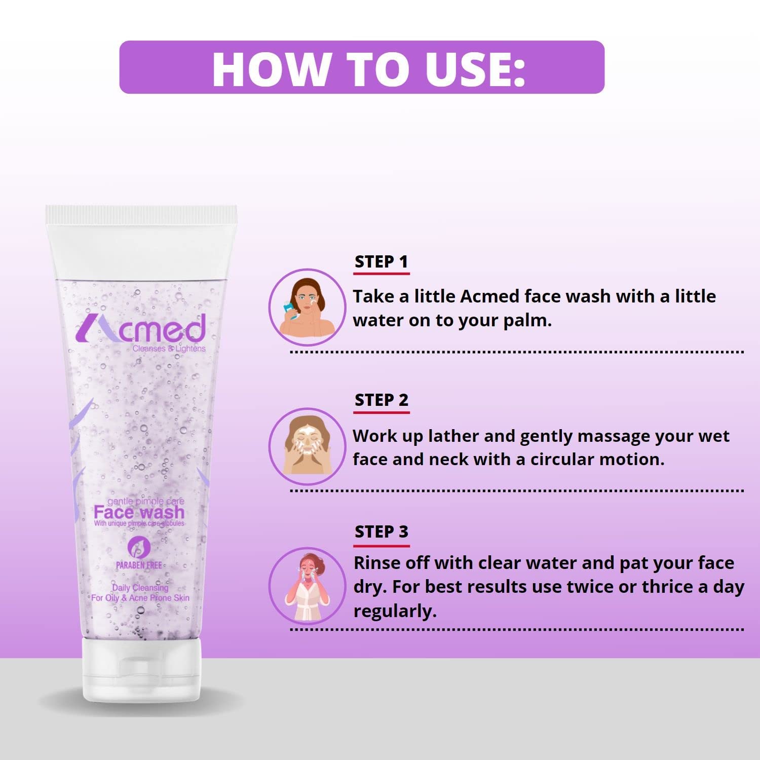 BHM Pimple Care Face Wash for Acne-Prone Skin - 70g Cleansing Gel with Salicylic Acid | Pack of 1 | Daily Acne Treatment & Oil Control for Teens & Adults | Perfect for Morning & Night Skincare Routine