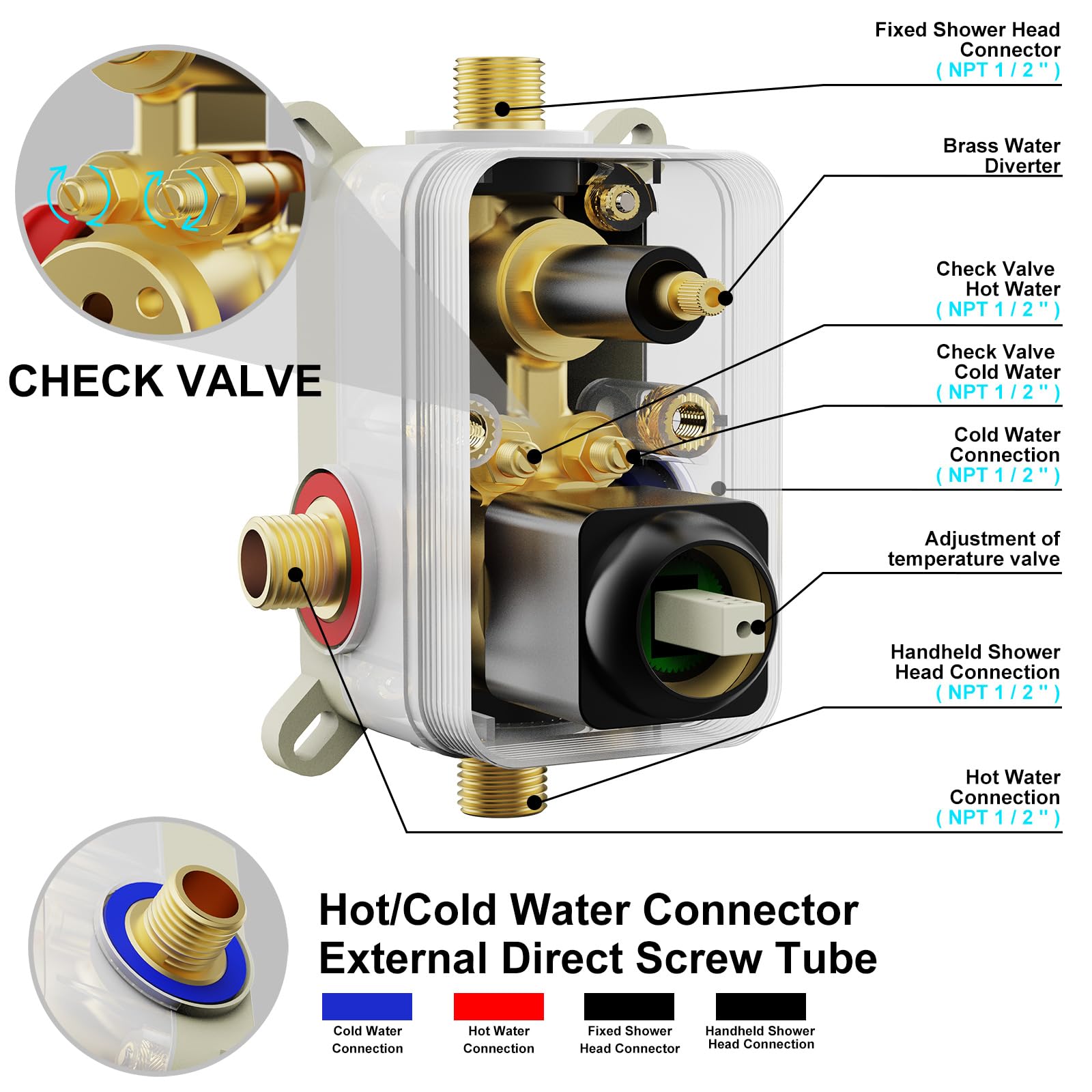 Modern Brass Rain Shower System - High Pressure Square Rainfall Shower Valve with Handheld Sprayer, Diverter & Wall Mount (12 Inch, Matte Black) - Perfect for Luxury Bathrooms & Spa-Like Shower Experience