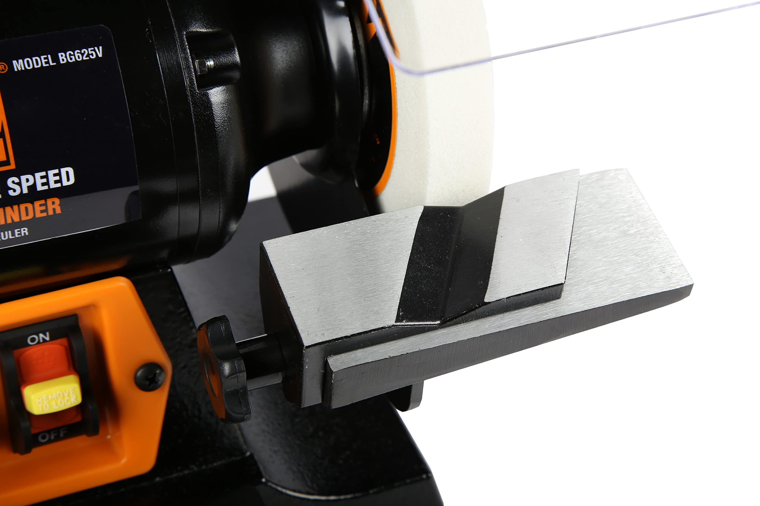 WEN BG625V 2.5-Amp 6-Inch Variable Speed Bench Grinder with Flexible Work Light - Black - Perfect for Metalworking, Sharpening Tools, and DIY Projects in Home Workshops