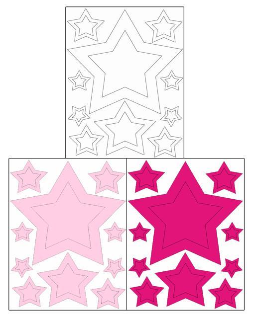 Stars Pink Hot Pink White Wall Stickers - Decorative Vinyl Decals for Kids Room, Nursery, Bedroom & Living Room - Easy Peel & Stick Wall Art for Home Decor