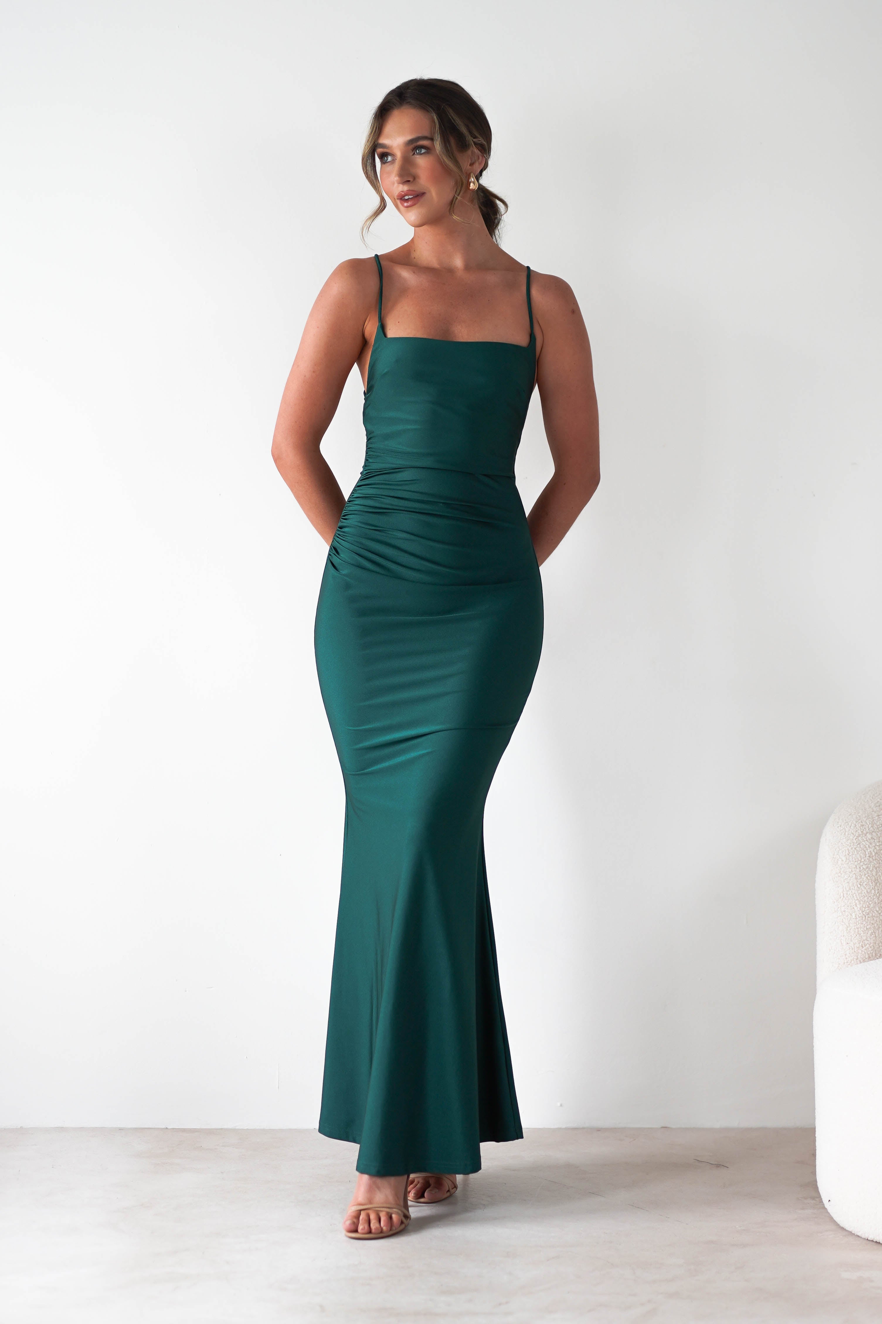 Monette Bodycon Maxi Gown - Emerald Green Long Sleeve Formal Dress for Women | Perfect for Evening Parties, Prom, Cocktail Events & Special Occasions