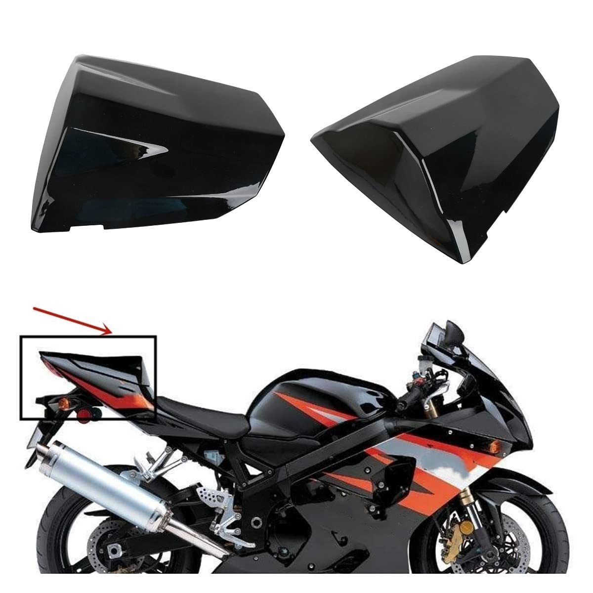 Gloss Black Rear Seat Fairing Cowl for Suzuki GSXR600 GSXR750 K4 2004-2005 | Motorcycle Pillion Seat Cover | Solo Cowl Replacement | Perfect for Track Days & Custom Builds