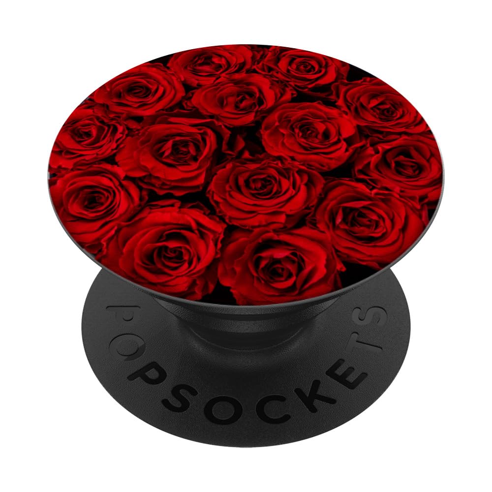 Red Rose Flower Bouquet Floral PopSockets Standard PopGrip - Swappable Phone Grip & Stand for iPhone, Samsung, Smartphones - Perfect for Valentine's Day, Weddings & Romantic Gifts