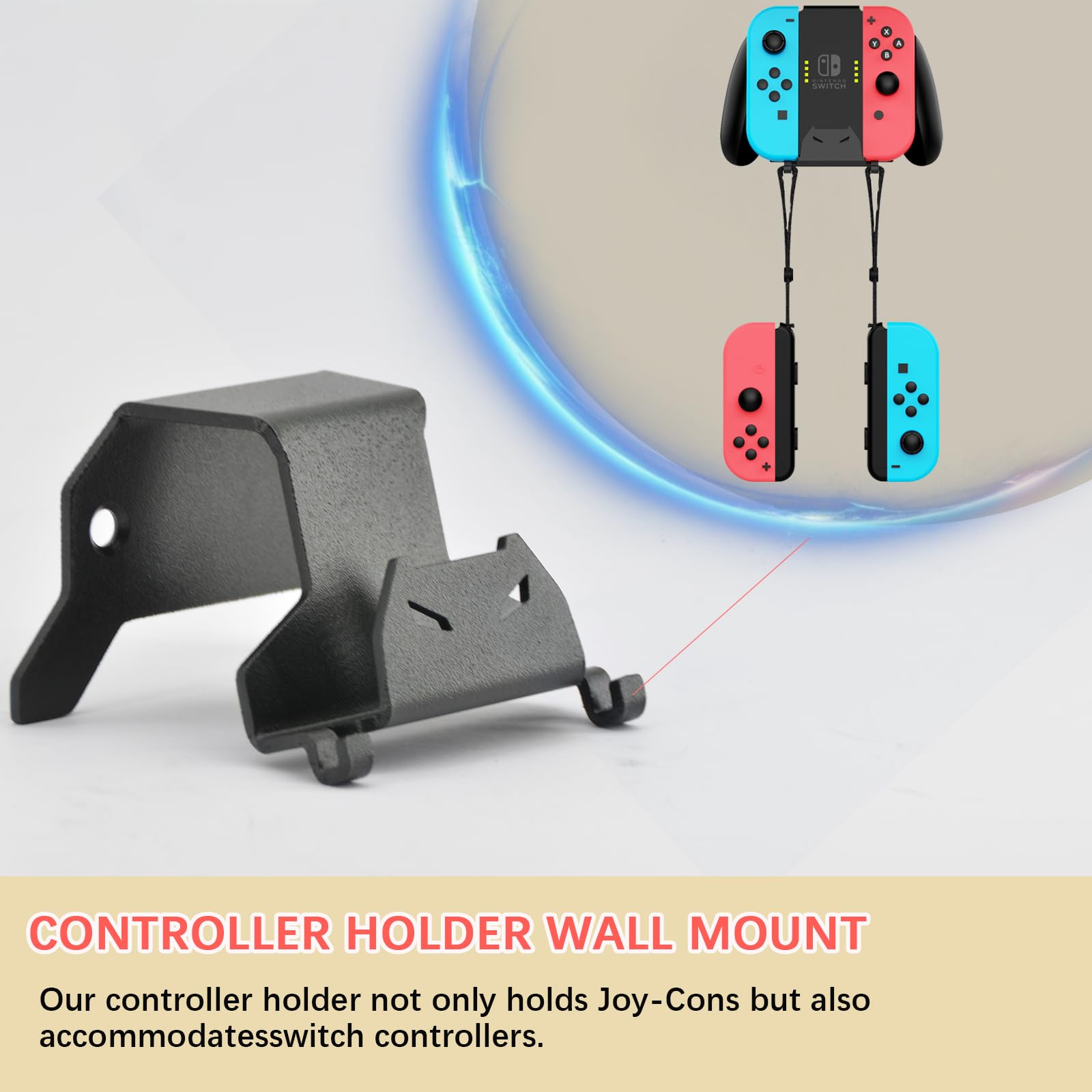 Nintendo Switch & Switch OLED Wall Mount Kit - Steel Bracket with 5 Game Card Holder & Joycon Controller Holder | Secure TV Wall Mount for Gaming Setup & Space Saving