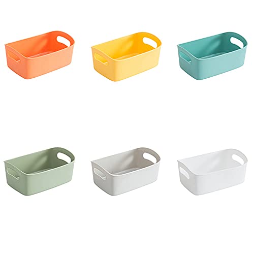 VALINK Plastic Storage Baskets with Handles - 3-Pack Thick PP Material Organizer Bins for Shelves, Desktop, Kitchen & Bathroom - Perfect for Snacks, Sundries, Toys & Home Organization (Small/Medium/Large)