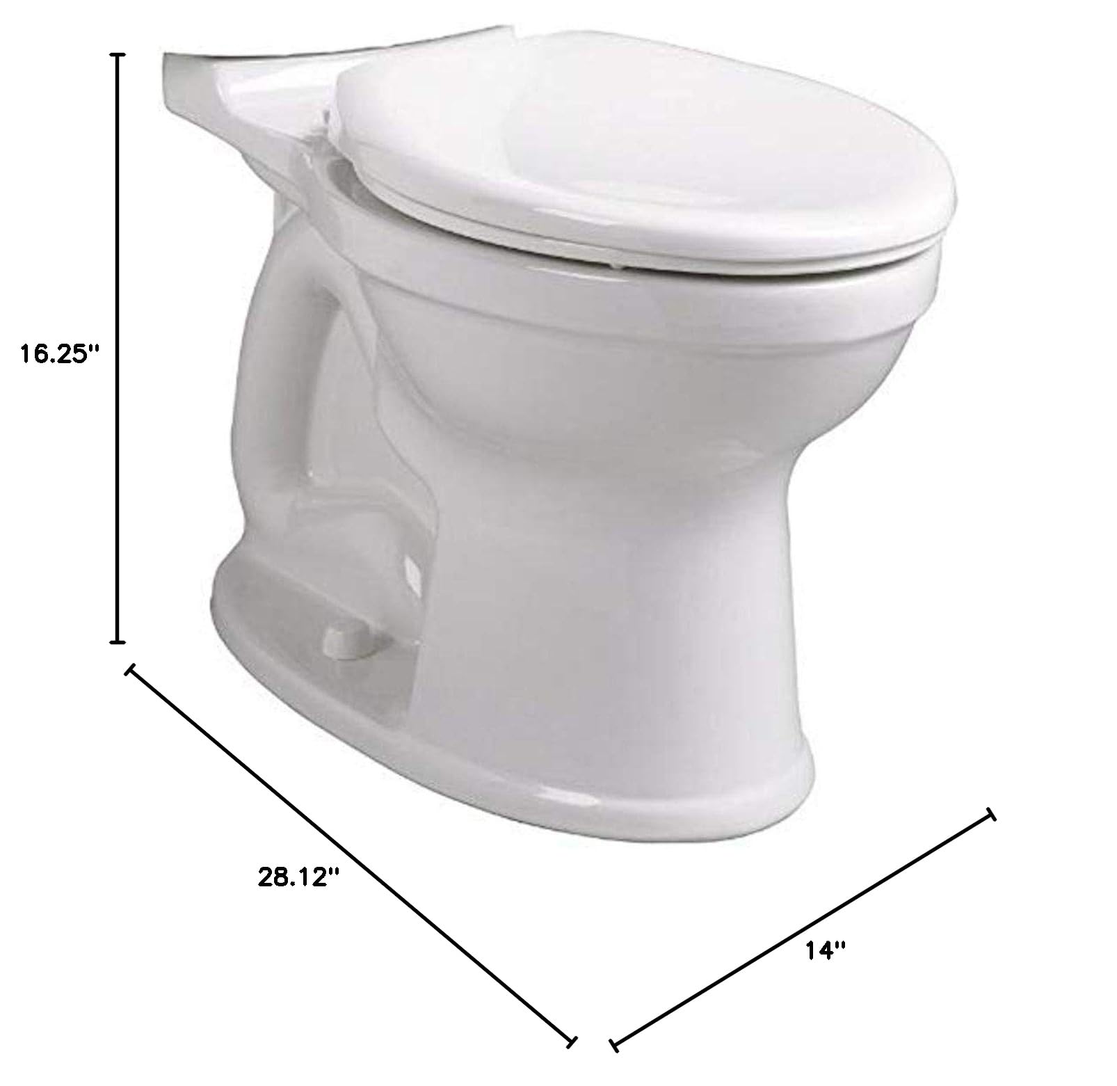 American Standard 3195C101.020 White Toilet Bowl - Water Efficient Elongated Toilet for Bathroom & Home Renovation