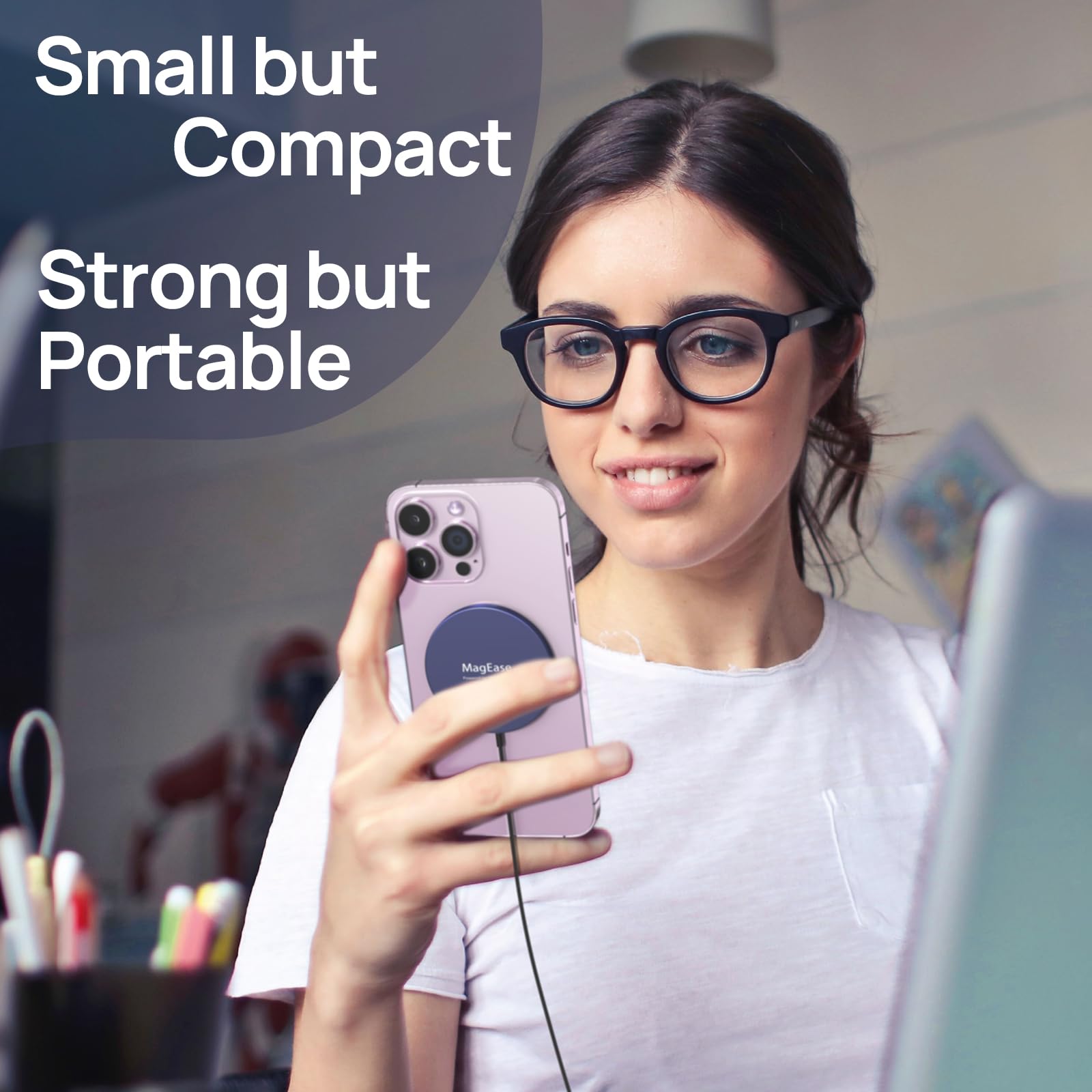 15W Fast Wireless Charger for iPhone 16/15/14/13/12 Series & AirPods | MagSafe Compatible Magnetic Charging Pad with USB-C | Perfect for Home, Office & Travel | Blue