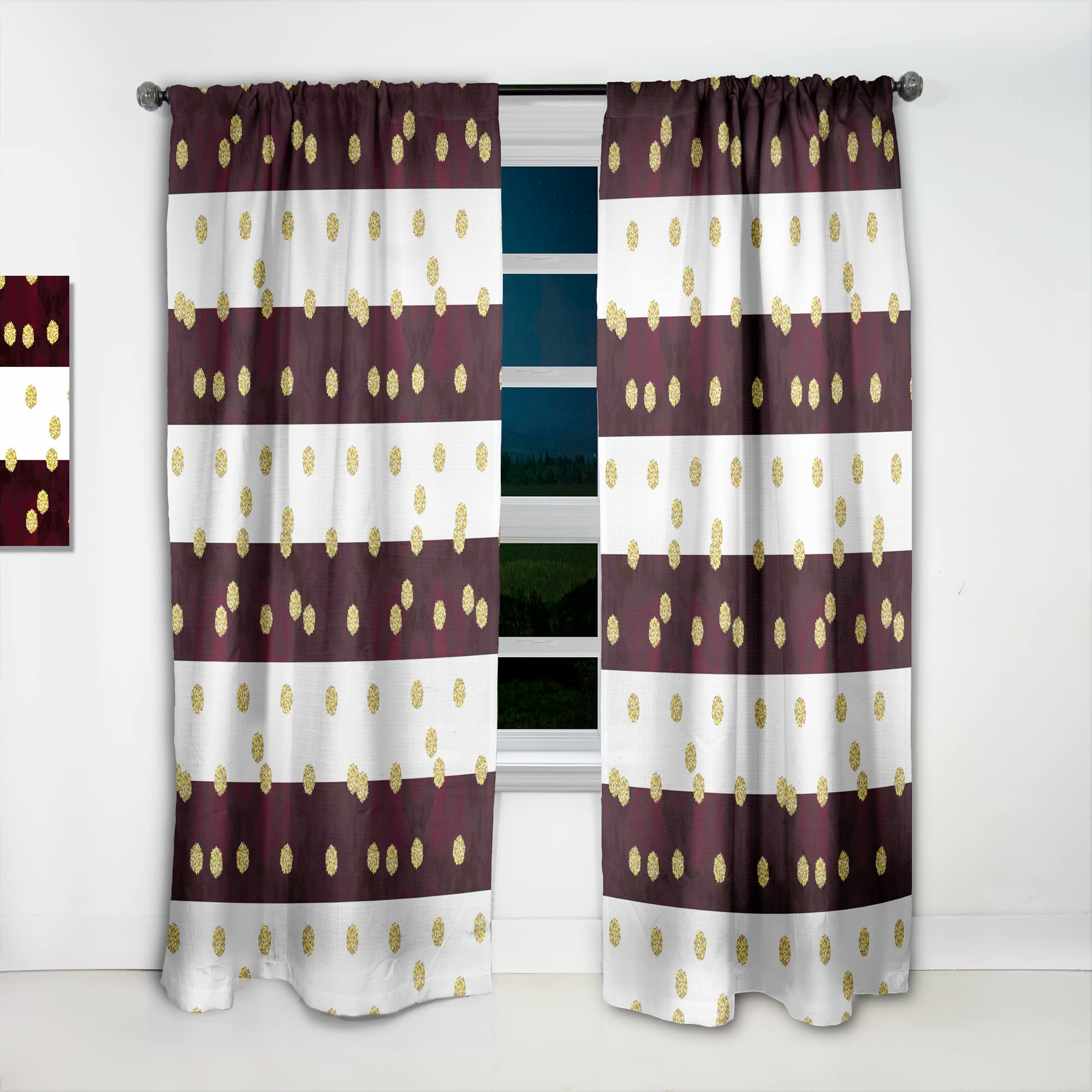 DesignQ Gold Polka Dot Blackout Curtains - Thermal Insulated Single Panel 52x90 Inches - Elegant Bedroom & Living Room Drapes for Home Decor, Light Blocking & Energy Saving
