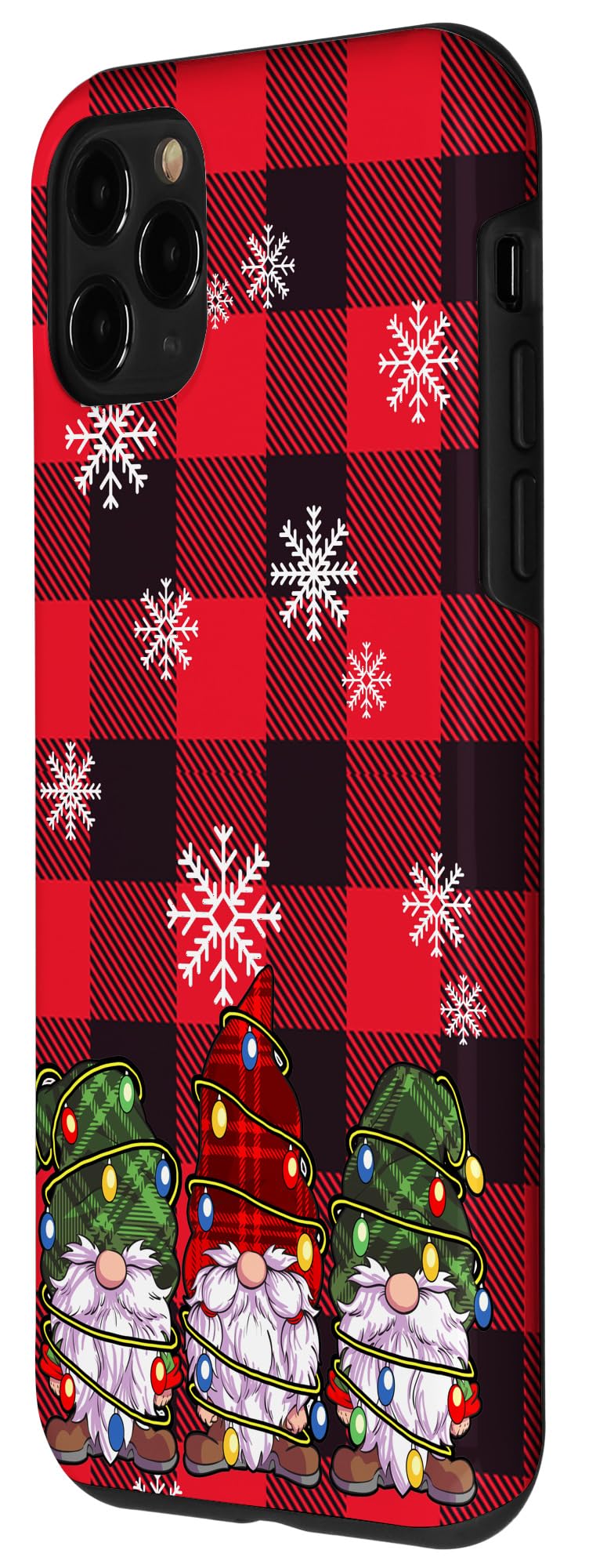 iPhone 11 Pro Case - Festive Christmas Design with Red Buffalo Plaid & Three Gnomes - Perfect for Holiday Parties & Winter Celebrations