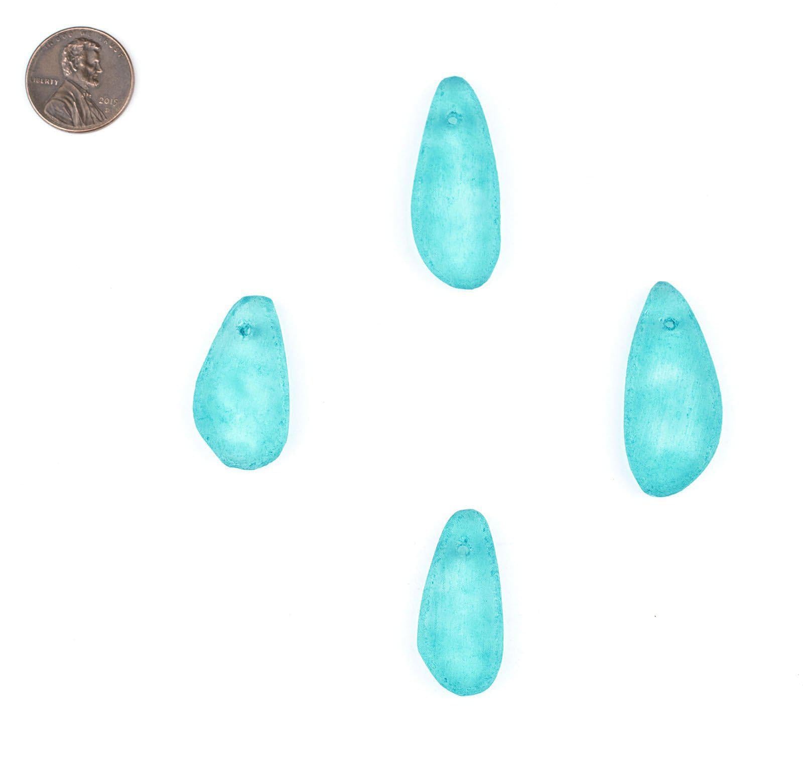 TheBeadChest Teardrop Sea Glass Pendants - Frosted Matte Eco-Friendly Translucent Recycled Glass Charms for DIY Jewelry Making, Necklace Crafting & Beach-Themed Accessories | Perfect for Handmade Gifts, Boho Jewelry & Ocean-Inspired Designs