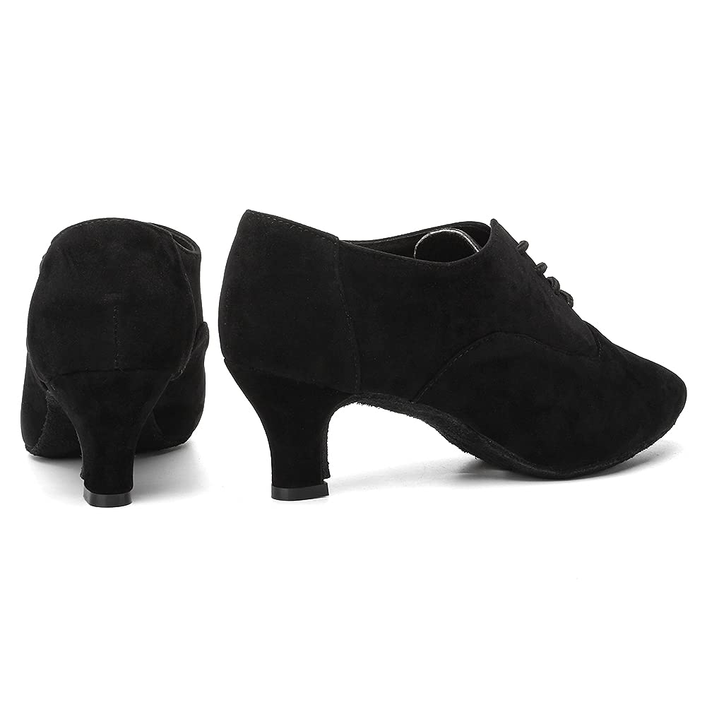 DKZSYIM Women's Lace-up Closed Toe Ballroom Dance Shoes - Latin, Modern, Salsa Practice & Teaching Shoes Model ZYX305 for Professional Dance Performances
