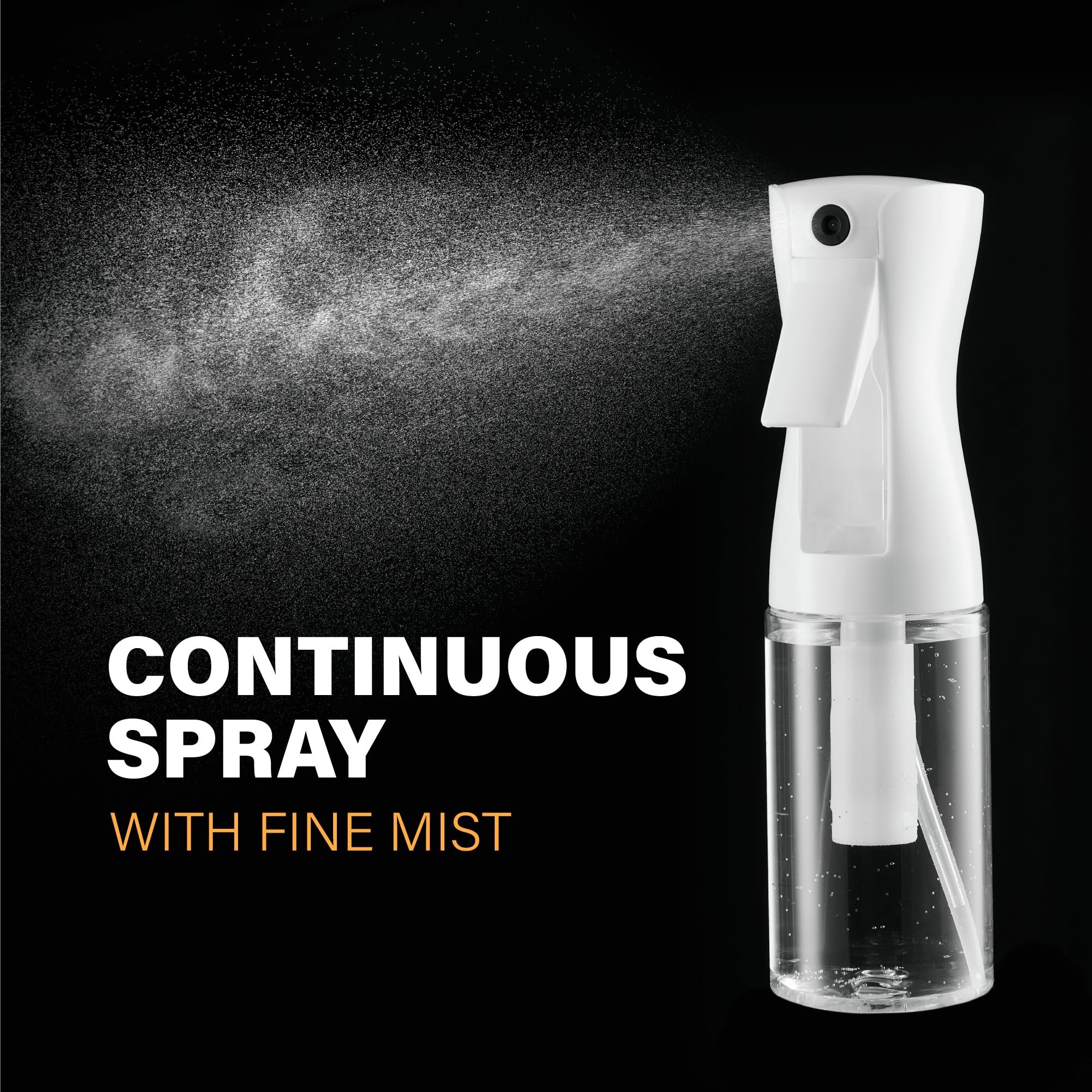 2 Pack Continuous Spray Bottles - Ultra Fine Mist Sprayer for Hair, Plants & Cleaning | 6.8oz/200ml Water Spray Bottle for Hairstyling, Salon, Gardening & Home Use | Reusable Mister Bottles for Styling, Moisturizing & Disinfecting