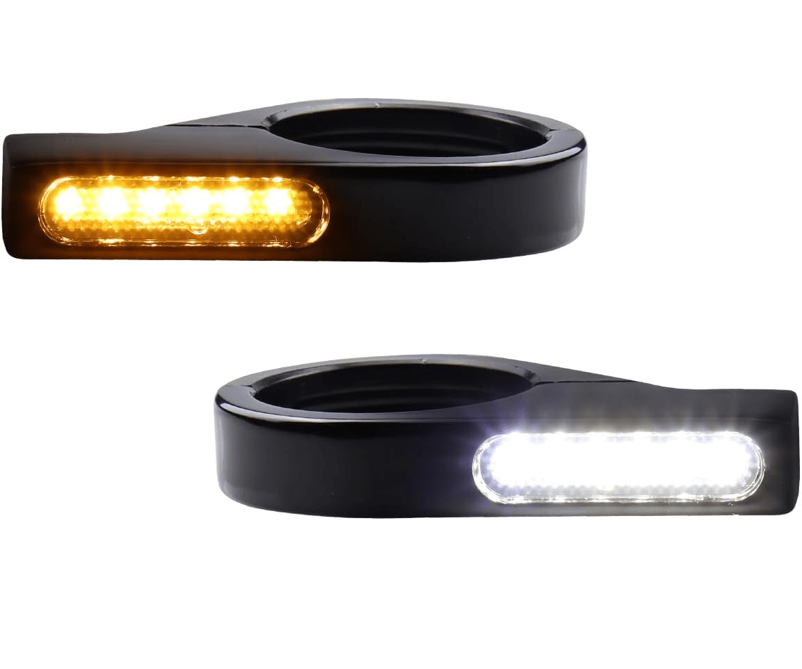 Eagle Lights FORKFLARES Front LED Turn Signals with Running Lights for Harley Davidson Motorcycles - High Visibility Safety Lights for Night Riding & Custom Bike Builds