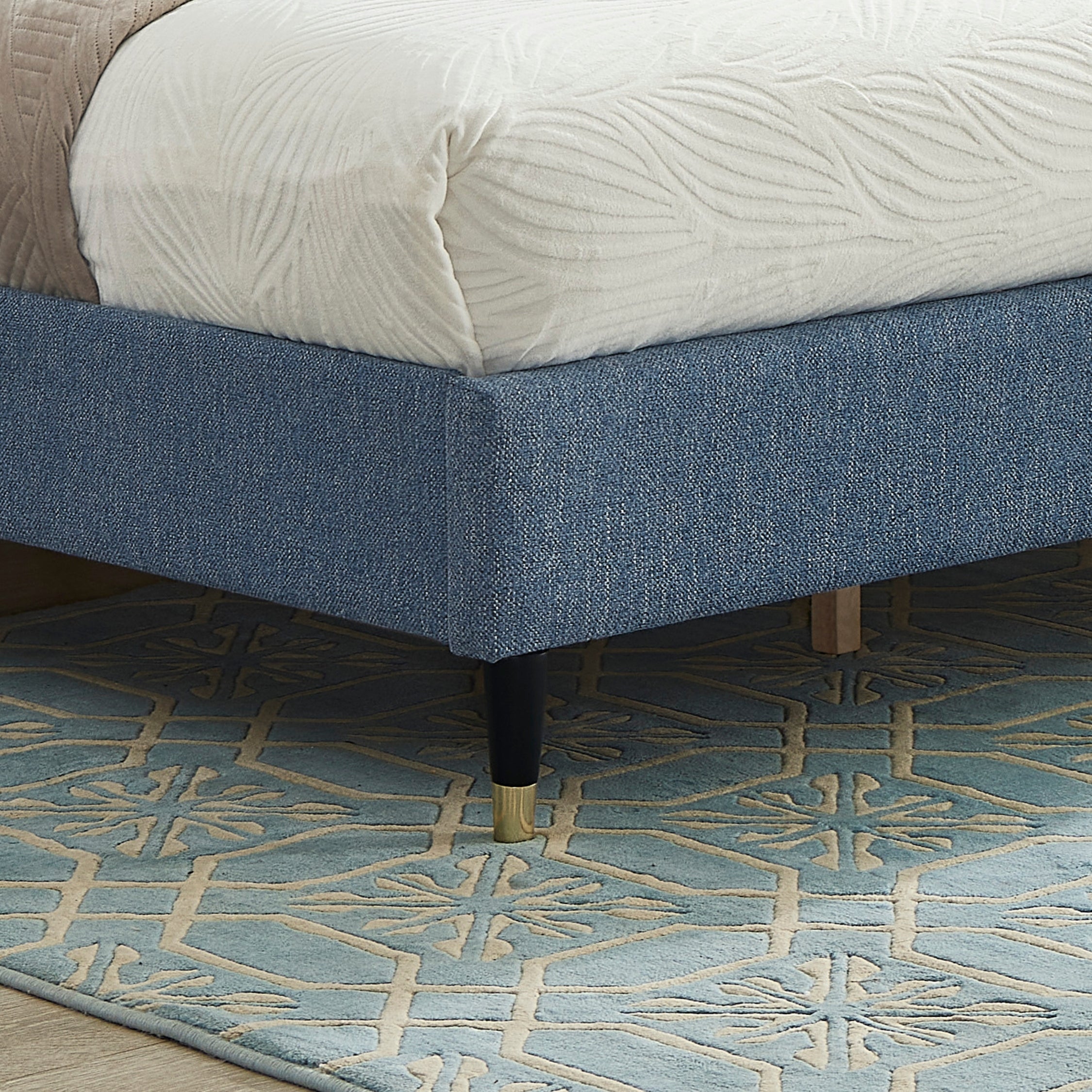 Roundhill Furniture Rozitta Upholstered Wingback Platform Bed Frame - Queen Size Upholstered Bed with Button Tufted Headboard for Bedroom, Modern Luxury Bed Frame with Sturdy Wooden Slat Support (Perfect for Master Bedroom, Guest Room or Apartment)