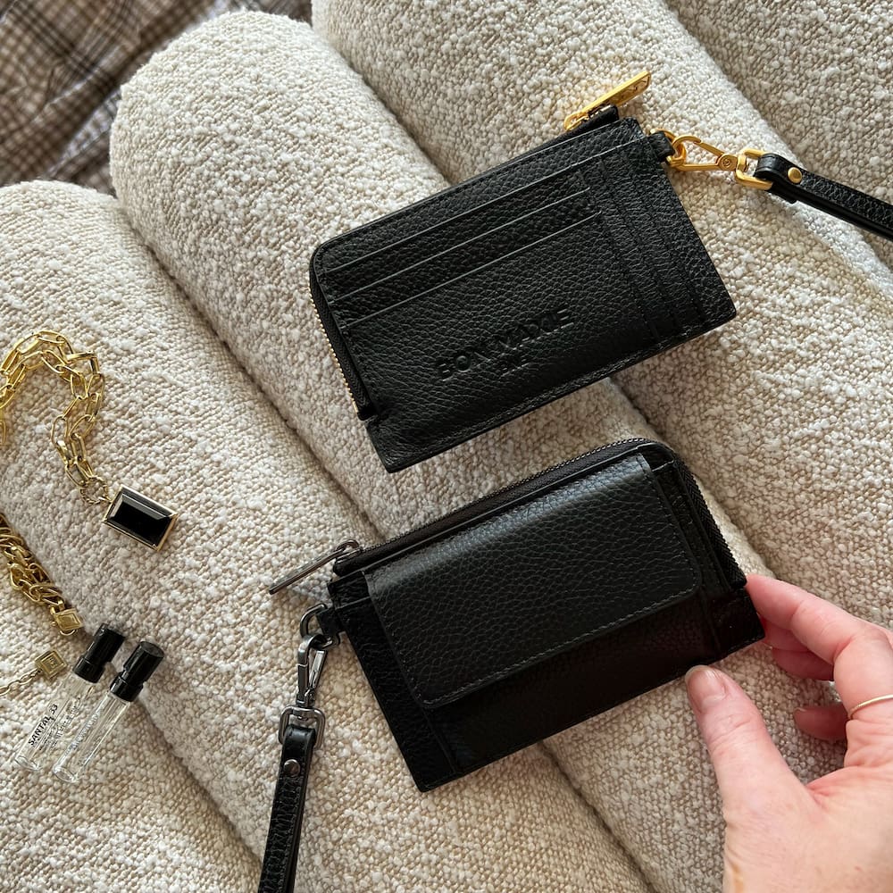 Everyday Leather Mini Wallet for Women & Men - Slim RFID Blocking Card Holder - Black | Perfect for Travel, Business & Daily Use
