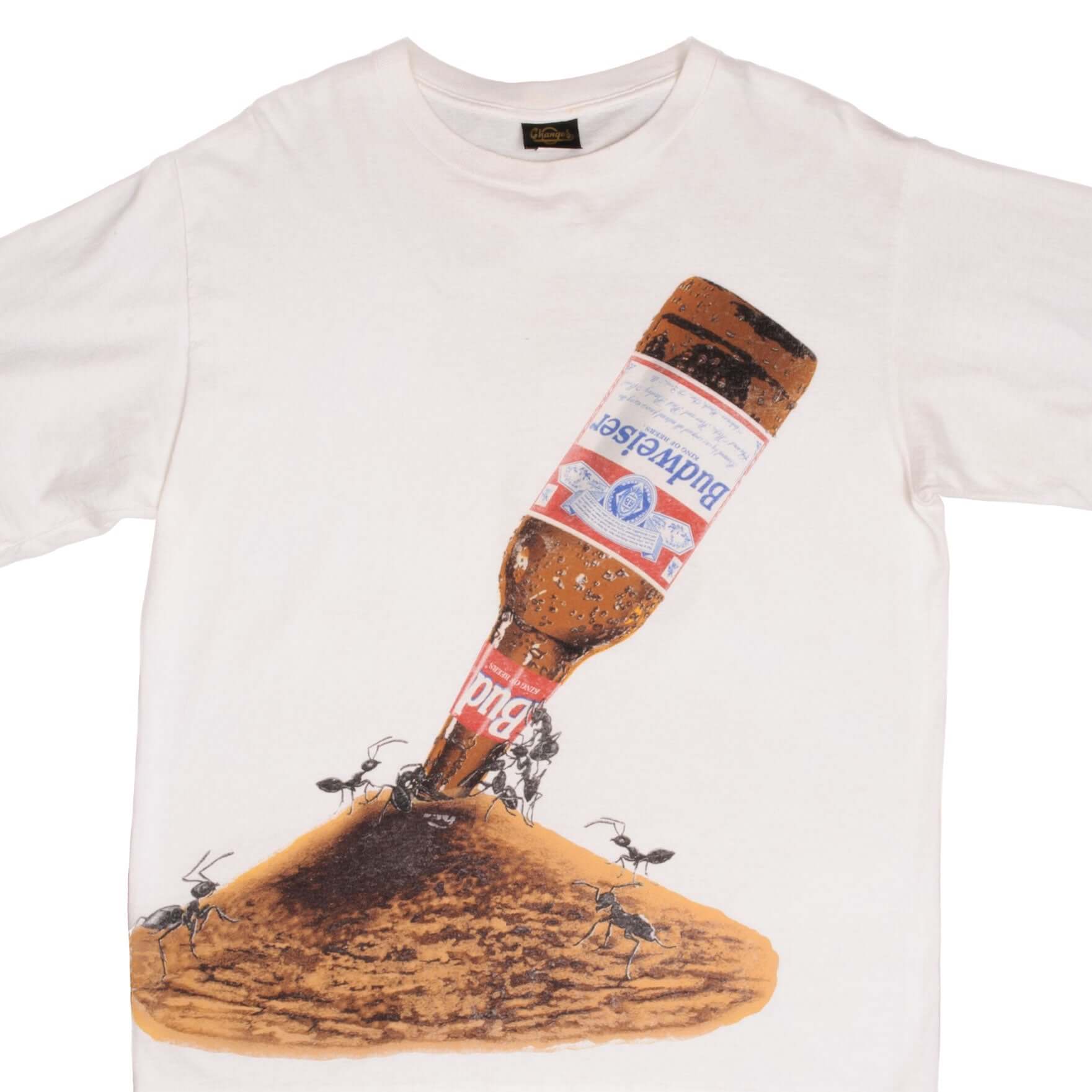 Vintage 1995 Budweiser Ants All Over Print T-Shirt XL - Made in USA - Retro Beer Graphic Tee for Casual Wear & Collectors