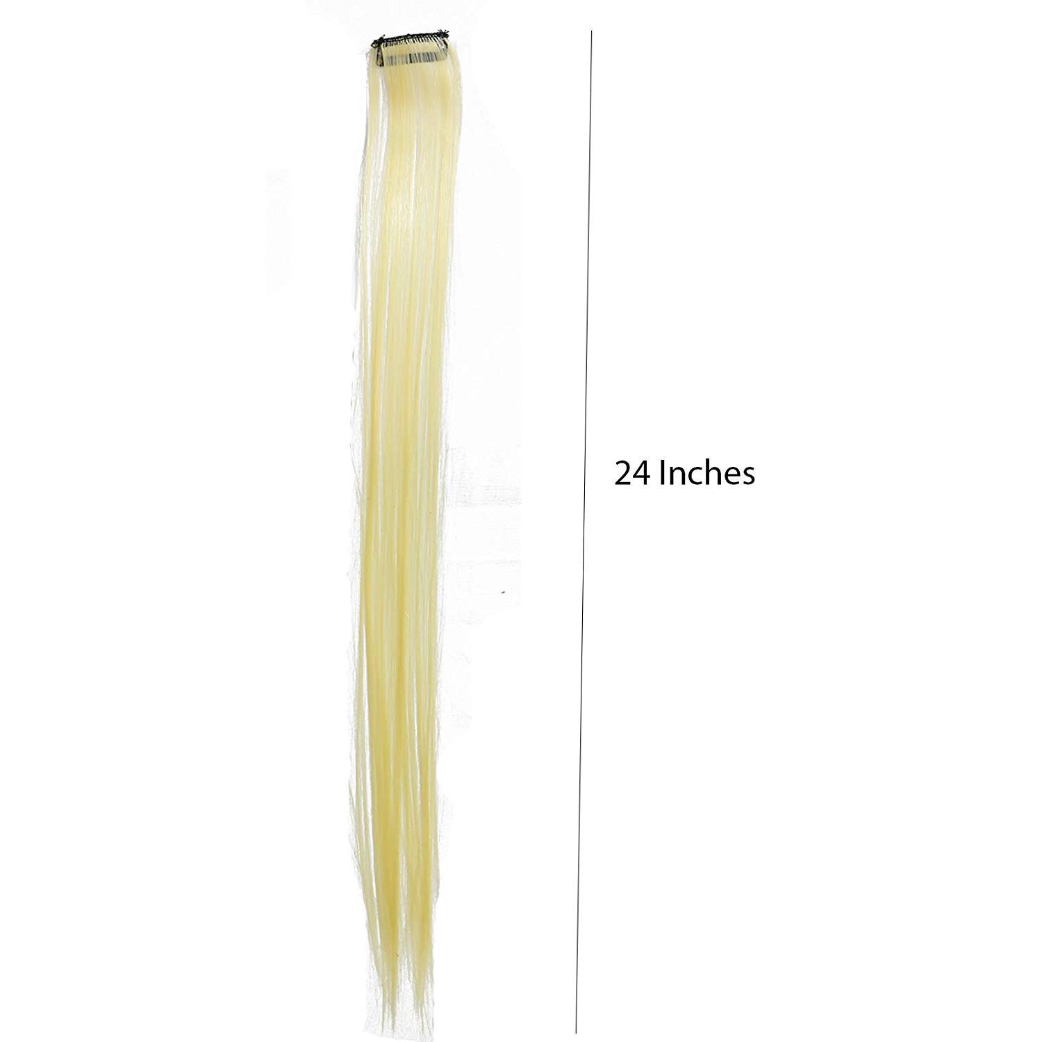 Paradise® 22-Inch Blonde & Maroon Clip-In Hair Extensions - 4-Pack Straight Synthetic Hair Streaks for Women & Girls - Two-Tone Funky Party Hair Patches - Perfect for Cosplay, Halloween, and Night Out Styling