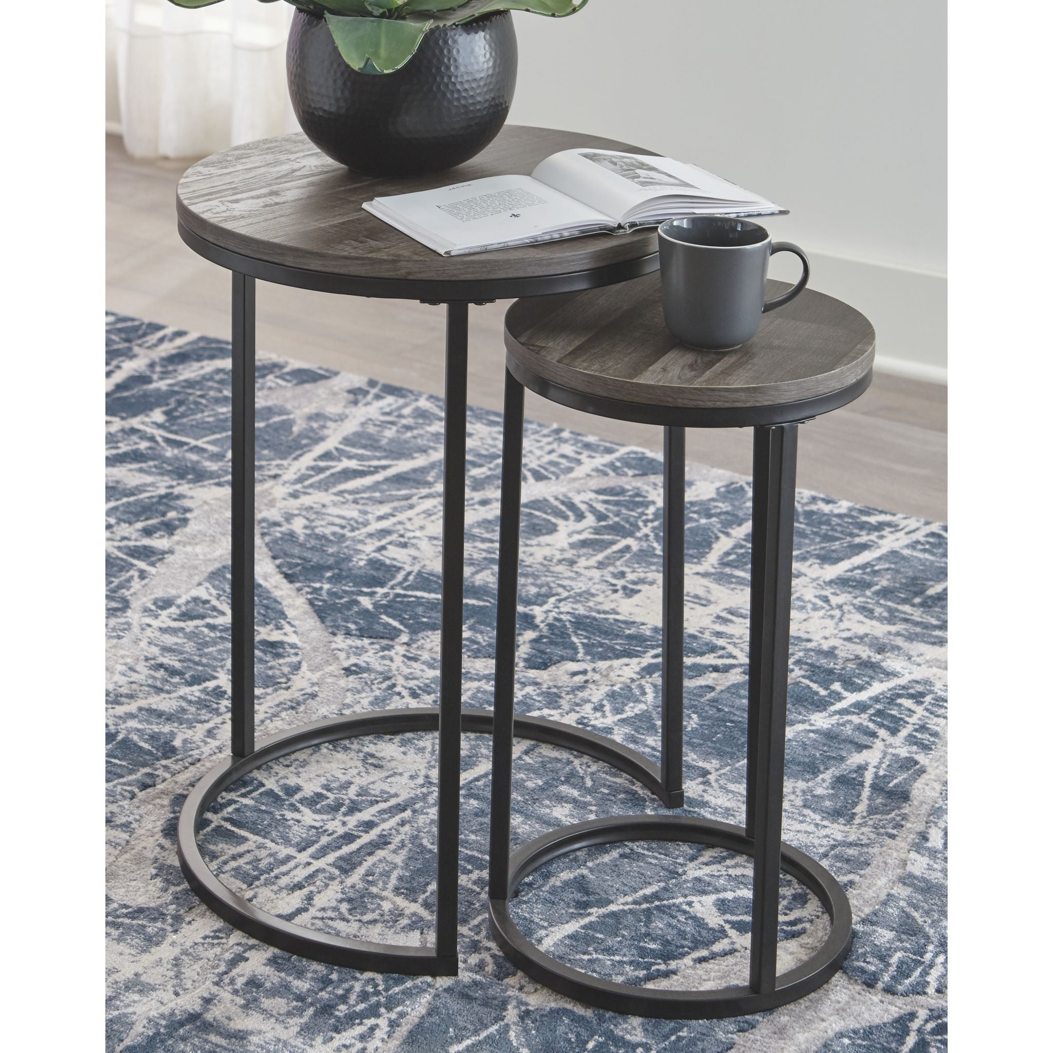 Briarsboro Accent Table Set of 2 - Modern Gray and Black Side Tables for Living Room, Bedroom or Office - Perfect for Coffee, Lamp or Decor Display