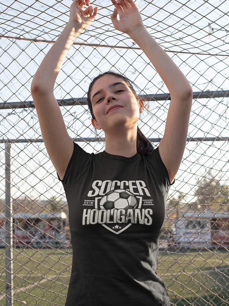 Smartprints Soccer Hooligans Graphic T-Shirt for Women - Comfortable Cotton Tee for Soccer Fans, Game Day Outfits & Casual Wear