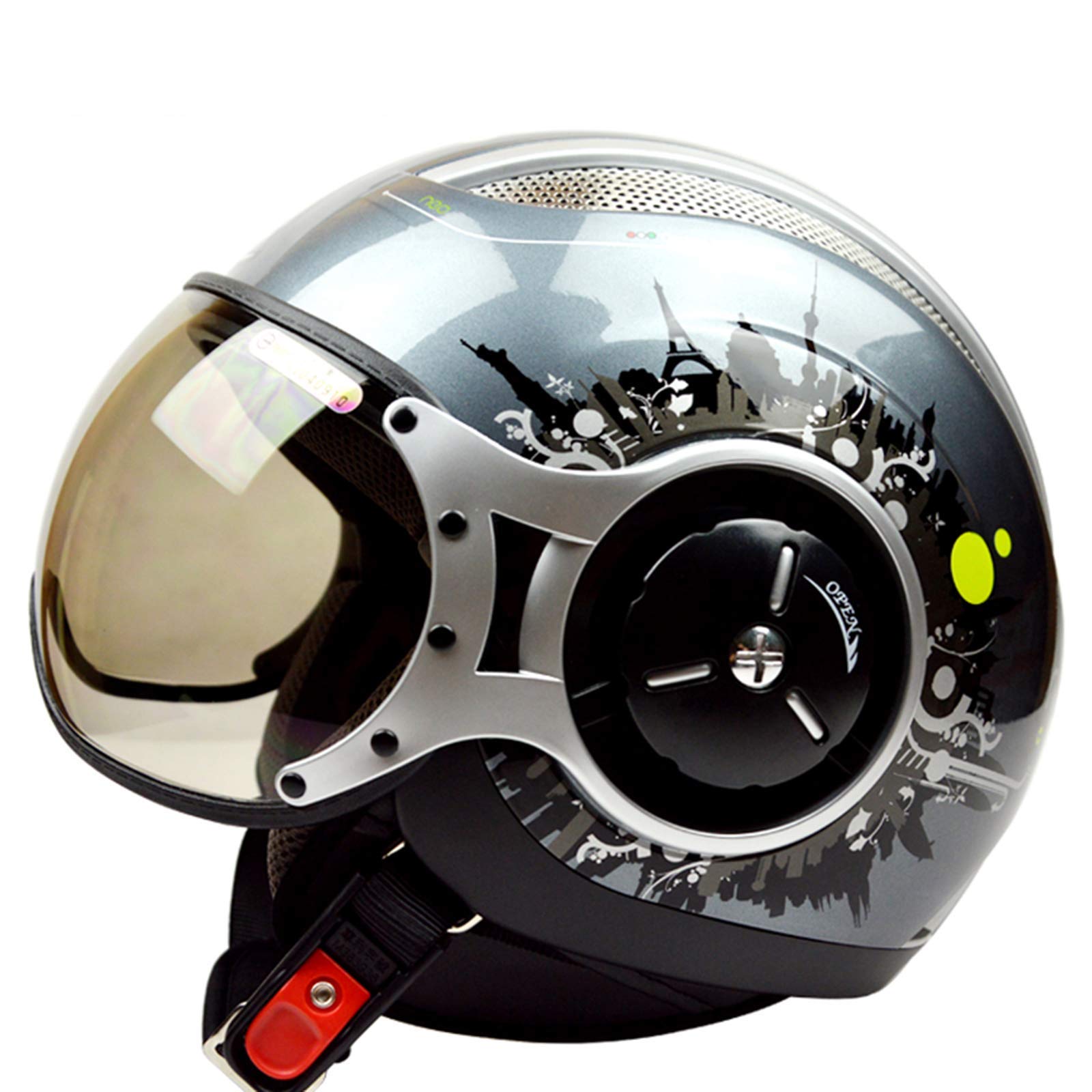 Retro Motorcycle Half Helmet - DOT Approved Open Face Jet Helmet with Sun Visor for Men & Women, Lightweight Electric Bike & Motorbike Helmet (54-62CM) - Perfect for Cruising, Commuting & Urban Riding