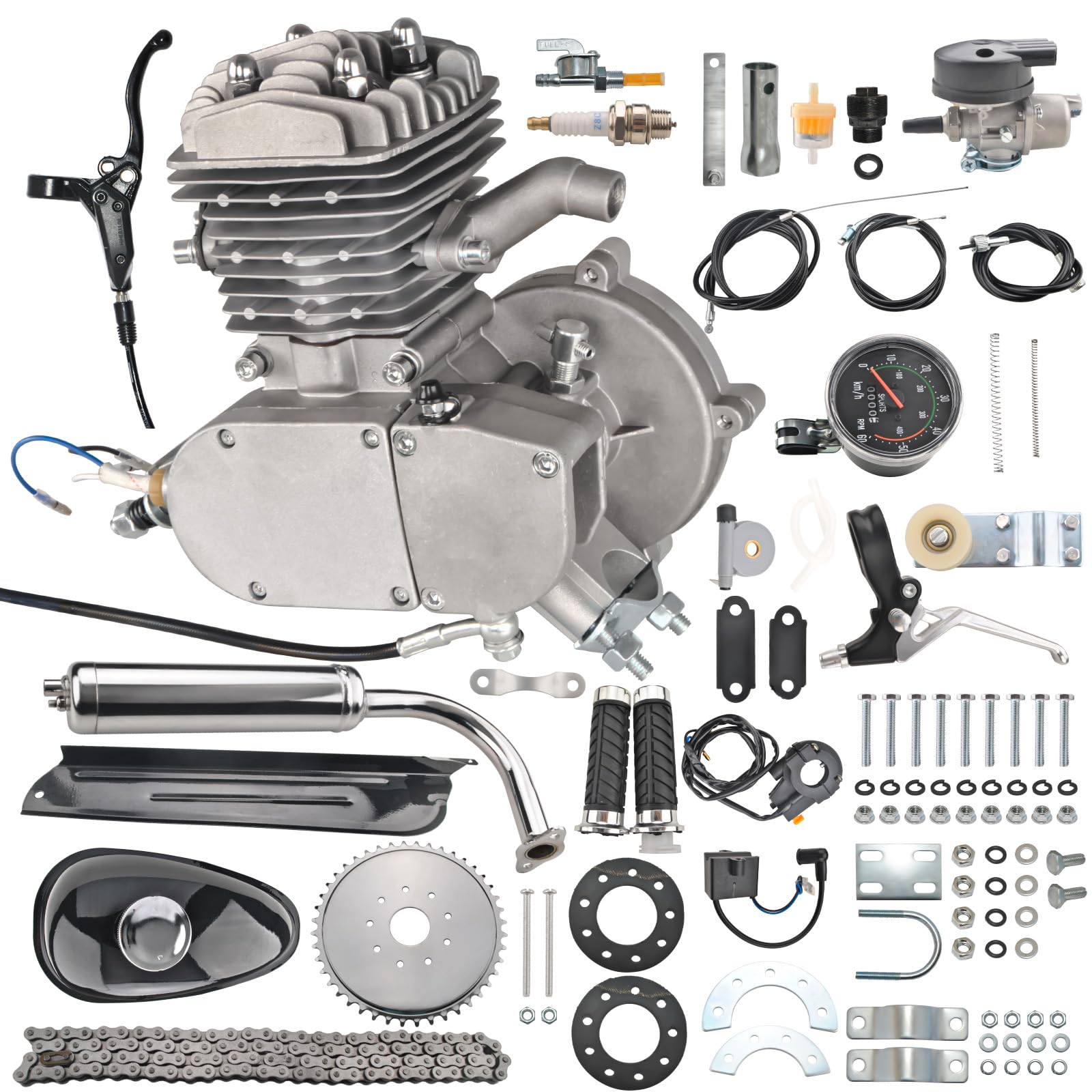 80cc Bicycle Motor Kit with Hydraulic Clutch - 2 Stroke Gas Engine Conversion for Mountain & Road Bikes - Upgrade Your Ride for Commuting, Off-Road Adventures & Urban Exploration