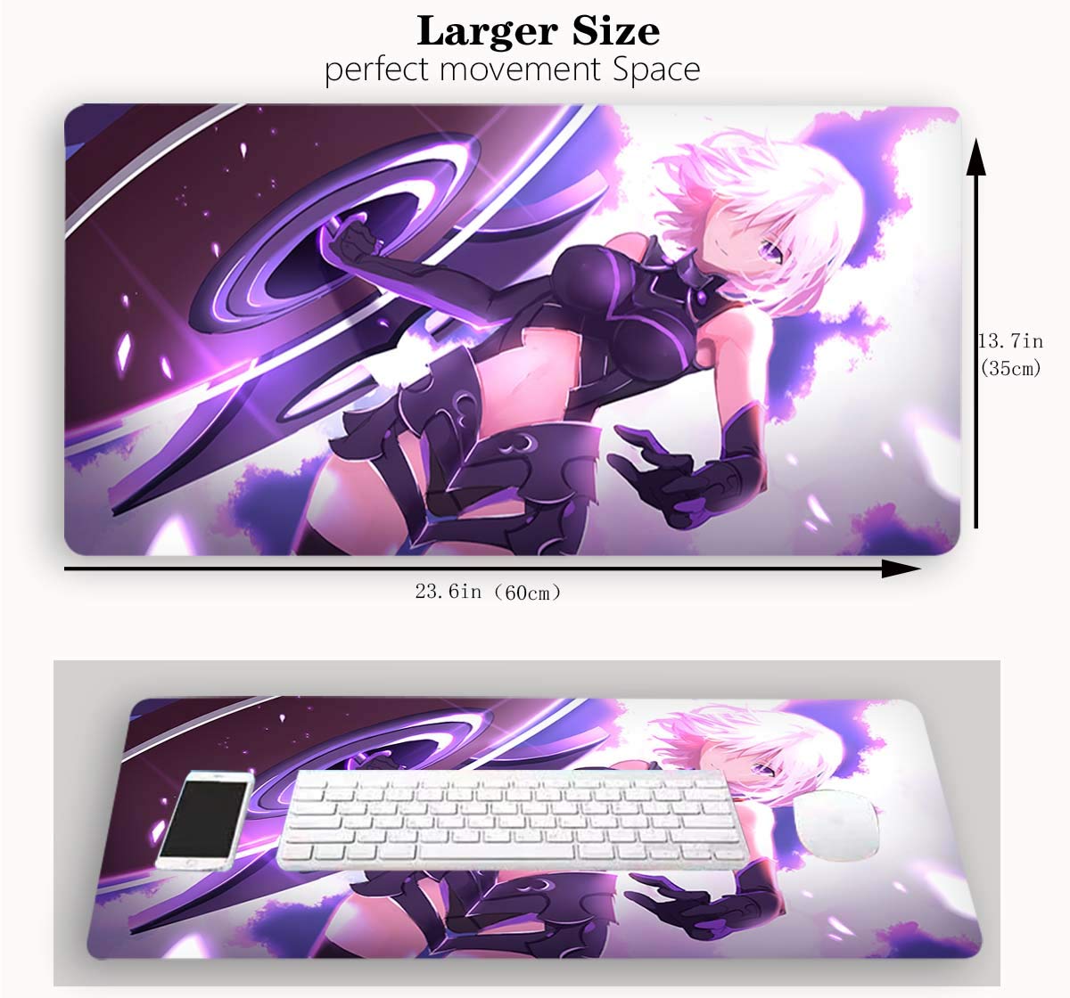 Fate Stay Night Anime Mouse Pad - Large Gaming Desk Mat for Computer & Keyboard - Saber Alter Fate Grand Order Design - Perfect for PC Gaming & Office Work