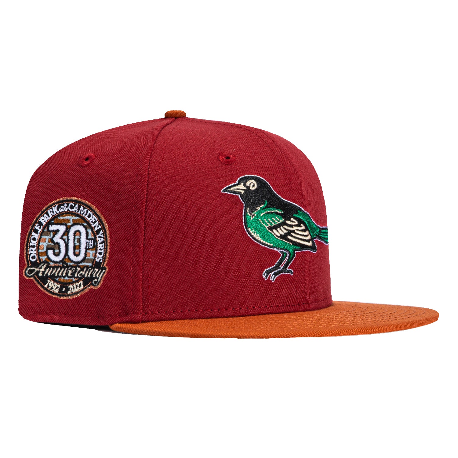 New Era 59Fifty Baltimore Orioles 30th Anniversary Stadium Patch Snapback Hat - Brick & Burnt Orange Colorway | Official MLB Licensed Baseball Cap for Fans & Collectors | Perfect for Games, Tailgating & Streetwear Fashion