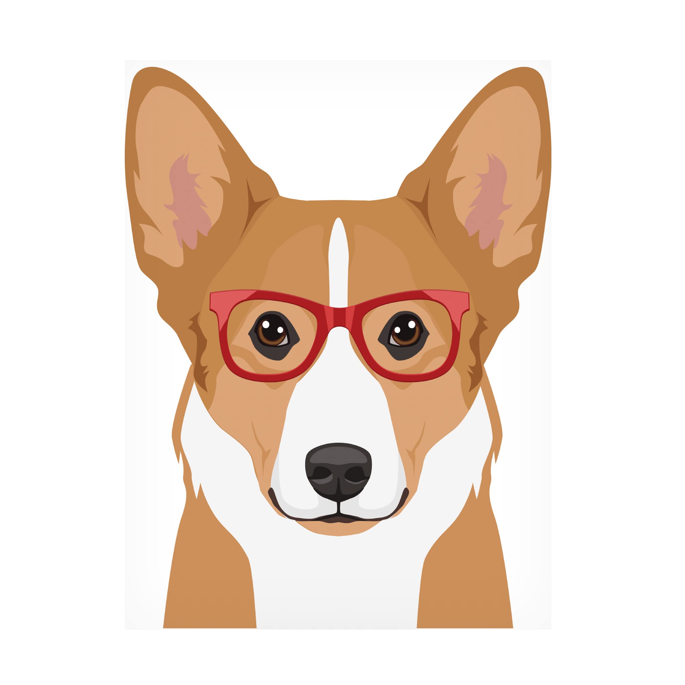Trademark Fine Art 'Corgi Wearing Hipster Glasses' Canvas Wall Art Print - Cute Dog Home Decor for Living Room, Bedroom & Office