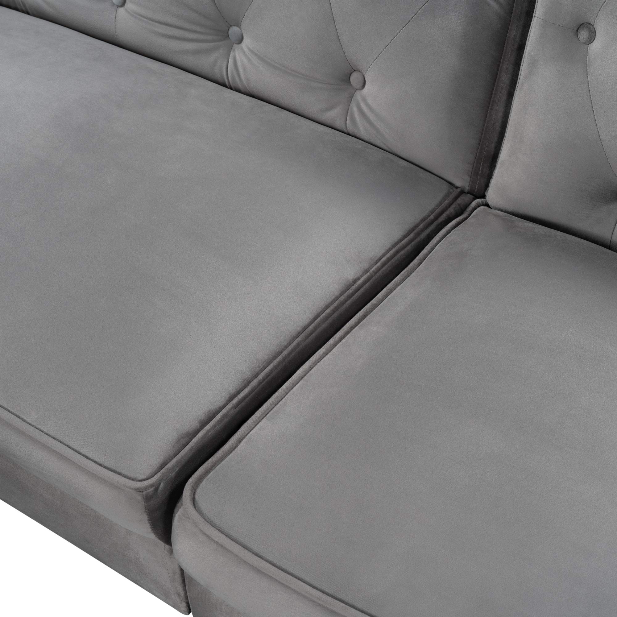 Modern Velvet Convertible Futon Sofa Bed with Wood Legs & Armrests - 3 Adjustable Backrests for Small Spaces, Apartments & Guest Rooms | Twin Size Sleeper Couch for Overnight Guests, Living Room & Studio (Gray)