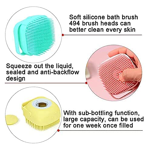 Premium Silicone Body Bath Brush with Shampoo Dispenser - Soft Exfoliating Skin Massage Brush for Shower & Bathroom (Multicolor, 1-Pack) - Ideal for Gentle Cleansing, Back Scrubbing & Spa-Like Relaxation at Home