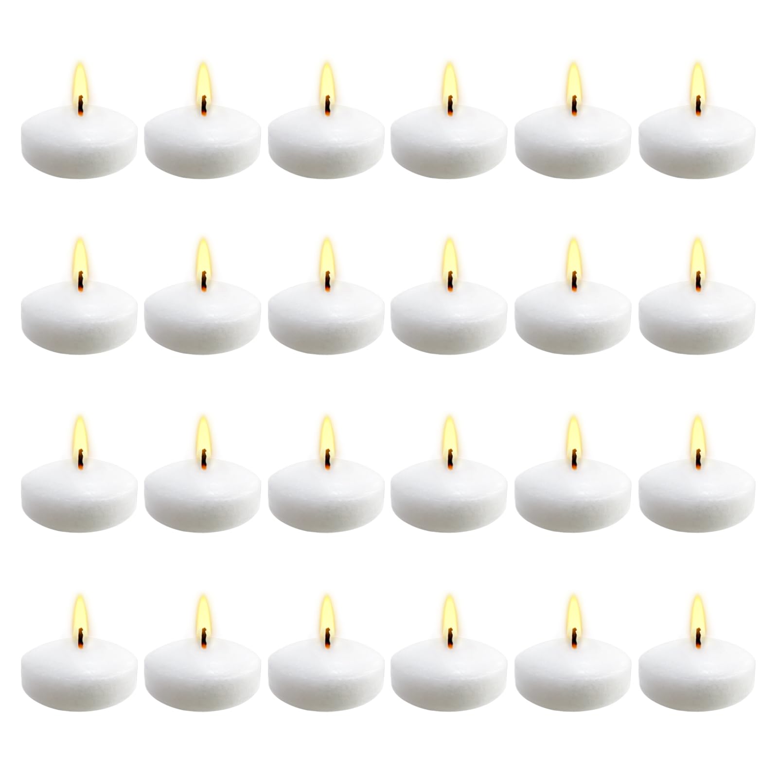 24 PCS White Floating Candles - Unscented Dripless Wax Discs for Weddings & Home Decor