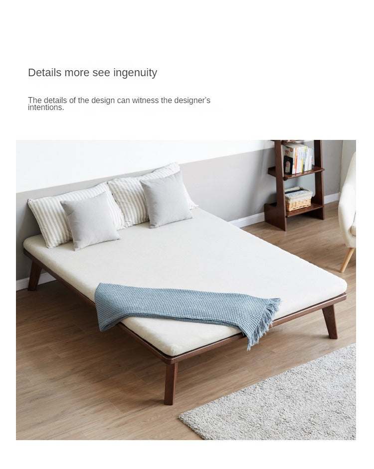 Solid Oak Wood Platform Bed Frame - Queen Size, No Headboard - Modern Minimalist Bedroom Furniture for Small Spaces & Studio Apartments