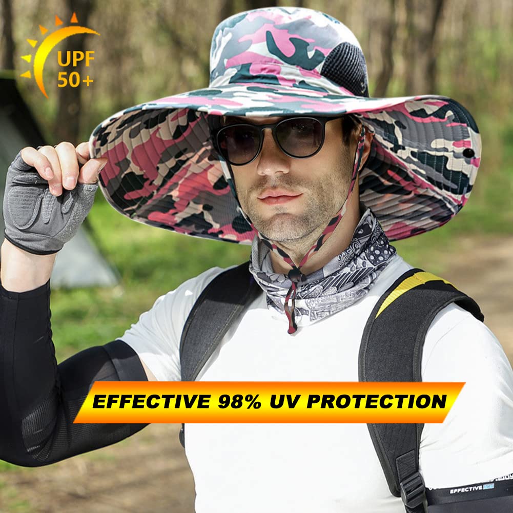 Peicees Super Wide Brim Sun Hat for Men & Women - UPF 50+ UV Protection Fishing Bucket Hat, Safari & Cowboy Style Summer Outdoor Hat - Perfect for Beach, Hiking, Gardening and Travel