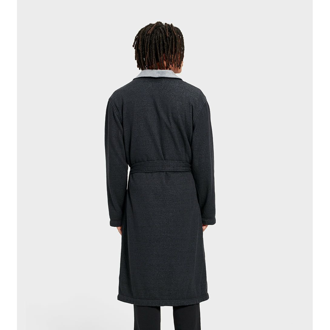UGG Men's Robinson Robe in Black Heather - Soft Fleece Bathrobe for Men - Cozy Loungewear for Home, Spa & Relaxation
