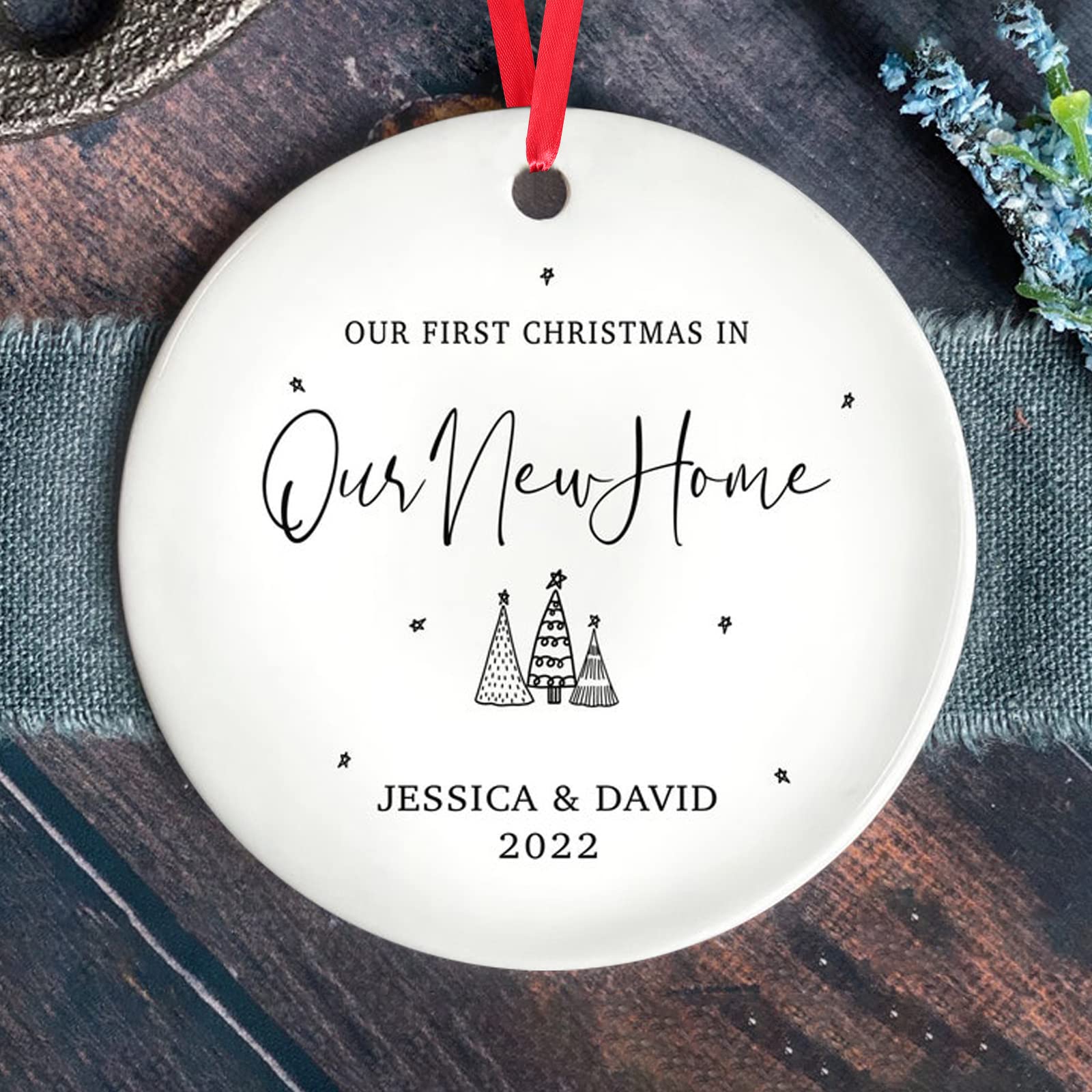 Personalized First Christmas New Home Ornament - Custom Housewarming Gift for Homeowners - Unique Christmas Tree Decorations - Perfect House Decor & New Home Gift Idea for Holiday Celebrations & Homewarming Parties