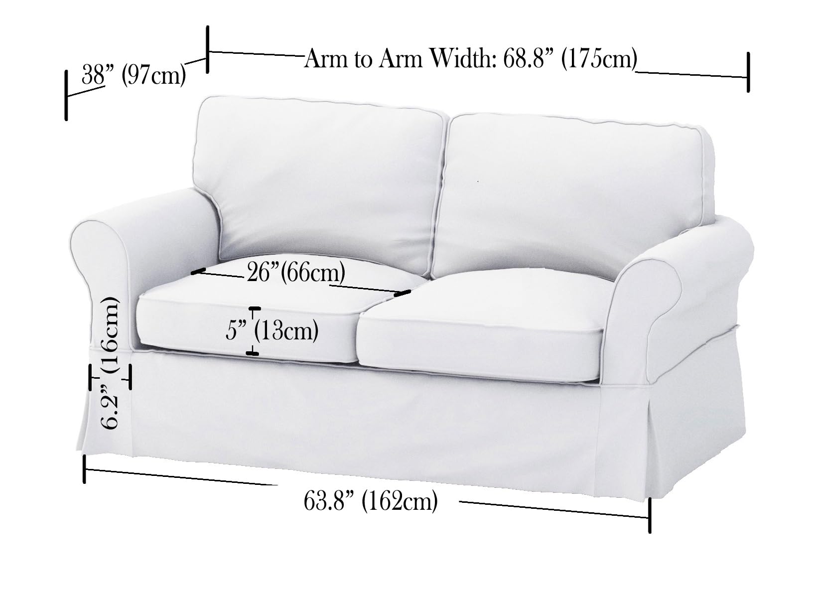 Pottery Barn Comfort Loveseat Slipcover Replacement - 68