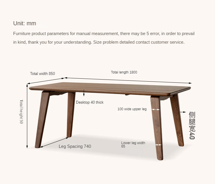 Premium Black Walnut and Ash Wood Large Dining Table - 8 Seater Long Farmhouse Table for Dining Room, Kitchen, and Entertaining